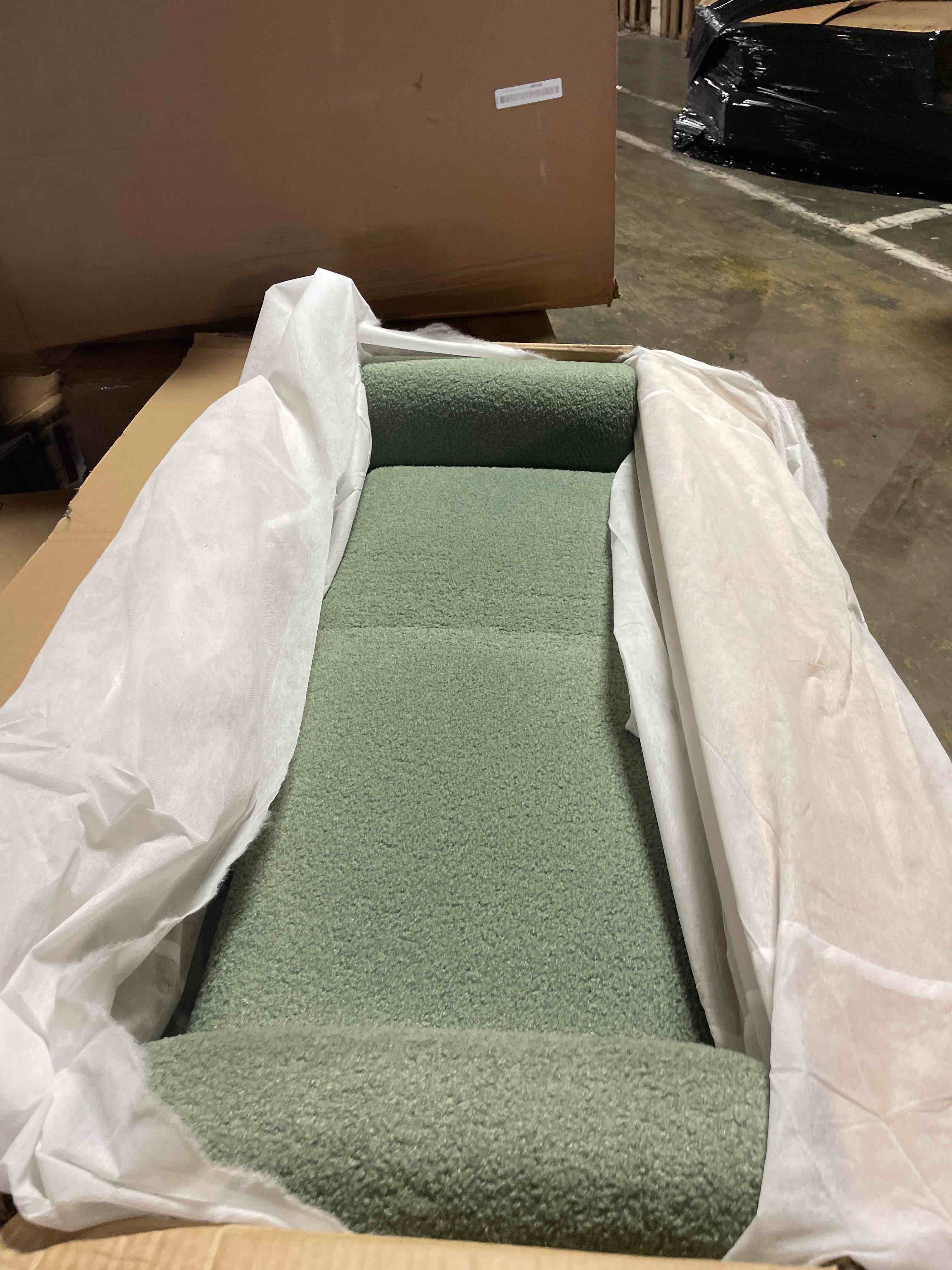 Condition photo showing New/Like New for fleece fabric storage bench