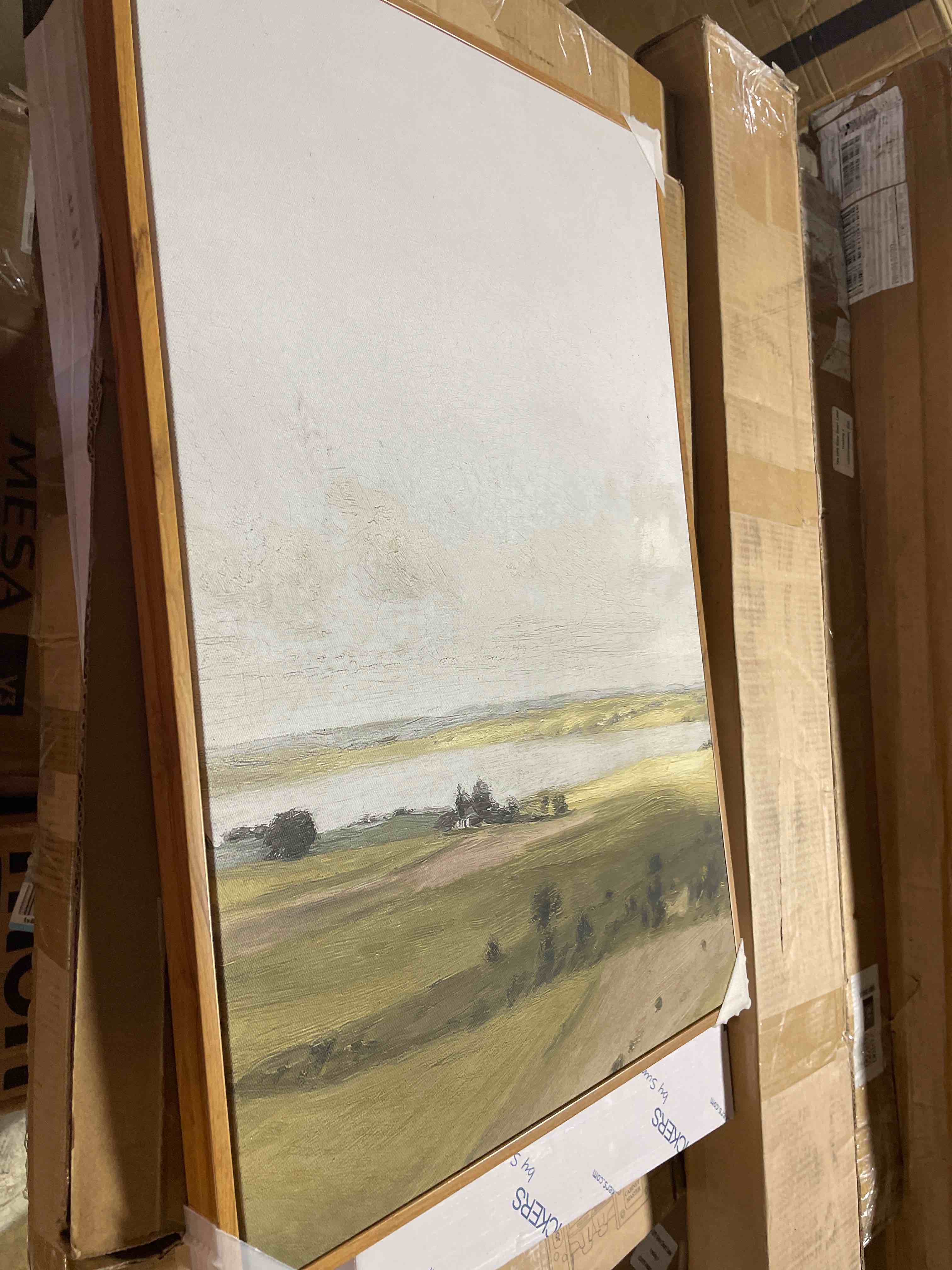 Condition photo showing New/Like New for viyyiea vintage nature large framed wall art, view of hilly paintings art decor aesthetic, canvas print artwork, hilly landscape wall pictures for bedroom bathroom office, 24x36 inch a hilly landscape 36"l x 24"w