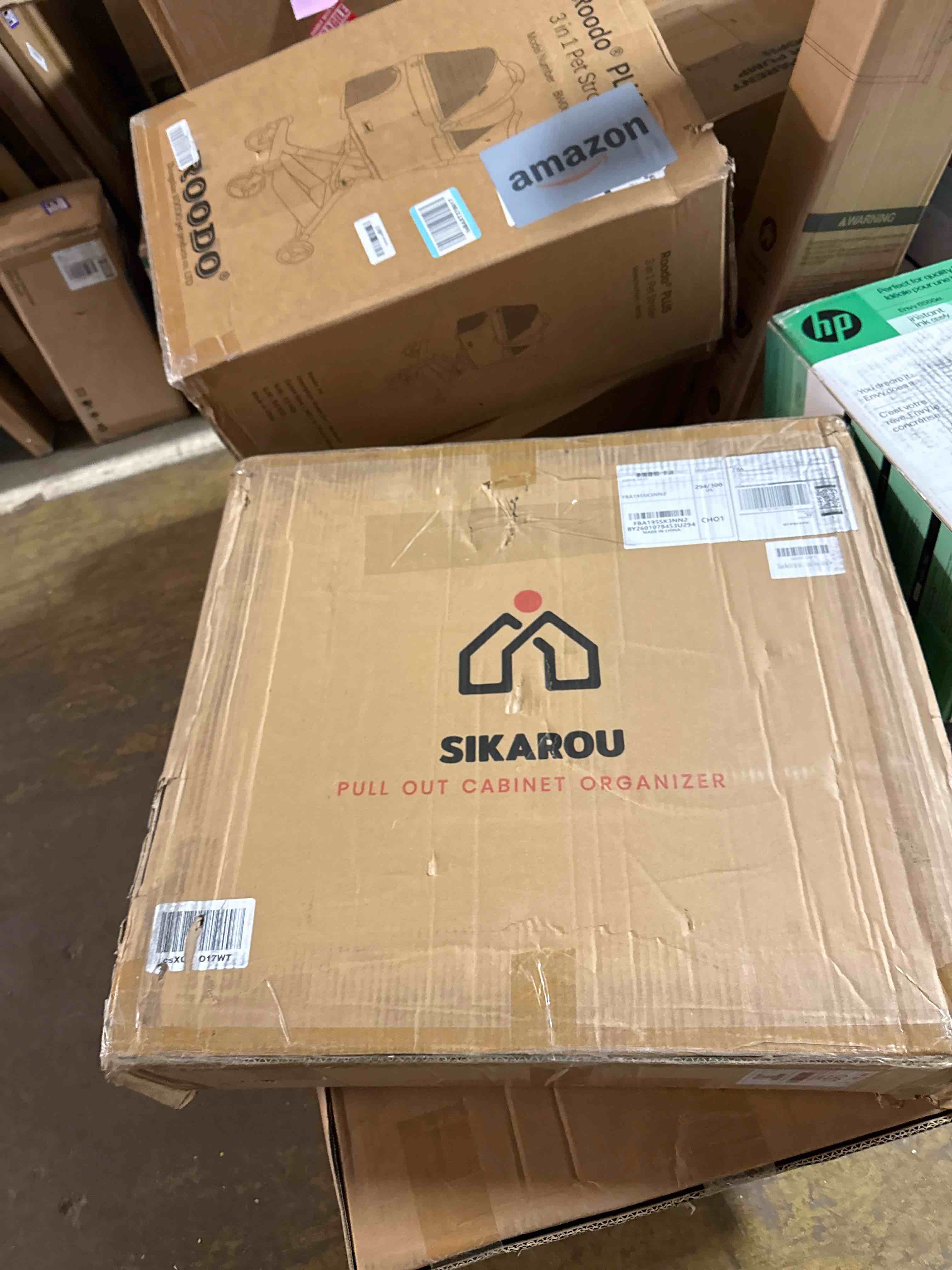 Condition photo showing New/Like New for sikarou wood pull out cabinet organizer 2 tie 23" w x 21" d, heavy-duty sliding drawers for inside cabinets storage and organization for kitchen, pantry, bathroom 2 tie 23*21 in