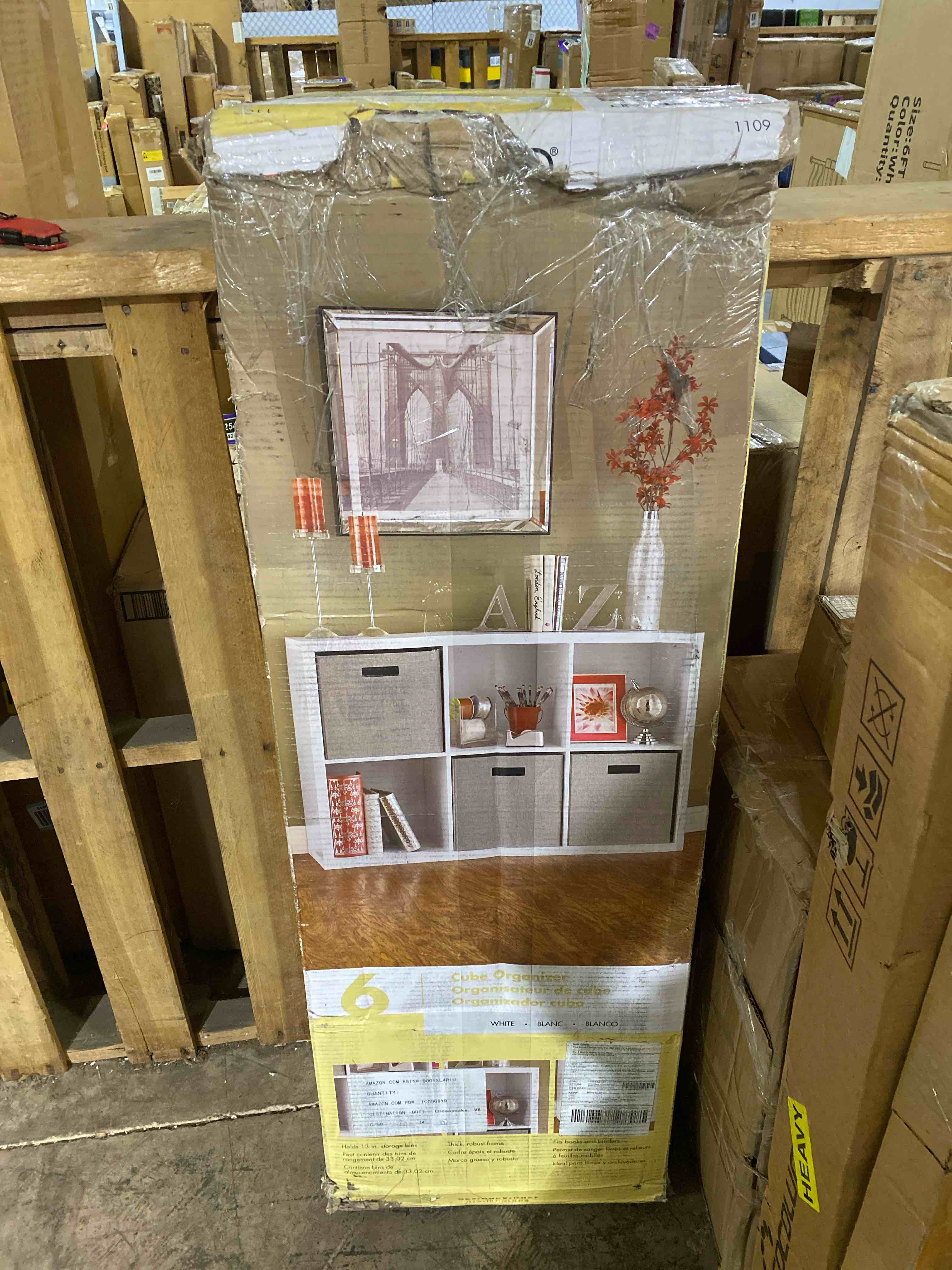 Condition photo showing New/Like New for furinno cubicle book shelf, 6-cube bookshelf, extra thick frame horizontally & vertically reversible bookcase with open back, 14.6" x 44" x 30", for living room, bedroom, home office, white white 6-cube