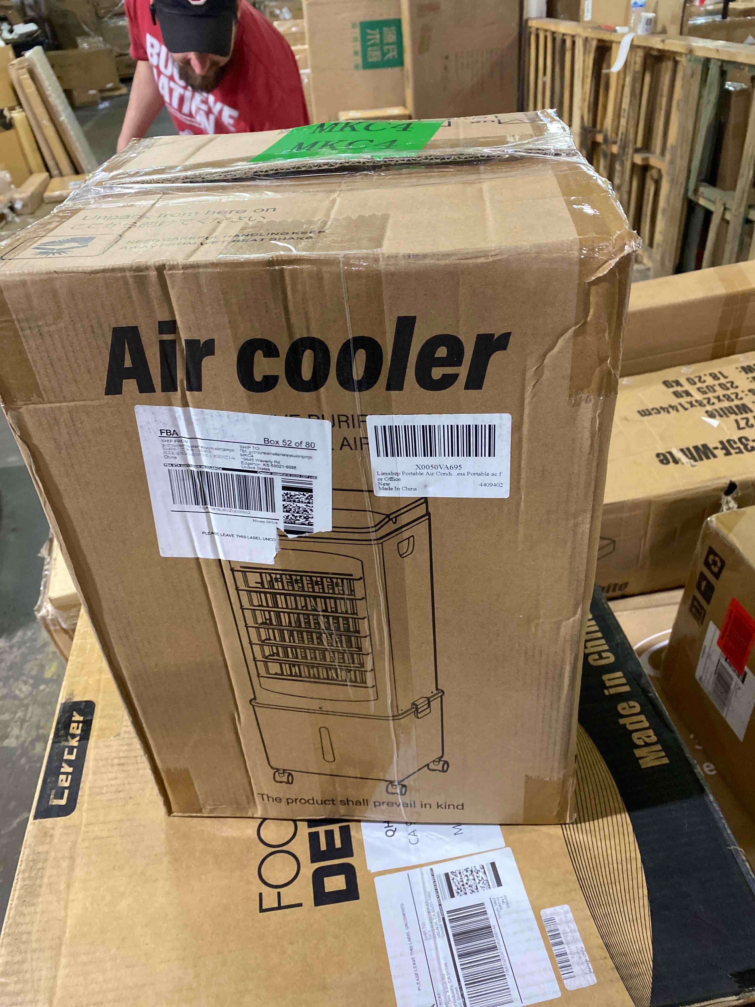 Condition photo showing New/Like New for portable air conditioners, [9.5l reservoir] evaporative cooling fans that blow cold air, quiet portable ac unit w/remote & timer, 3 speed swamp cooler, windowless air conditioner for room office white black