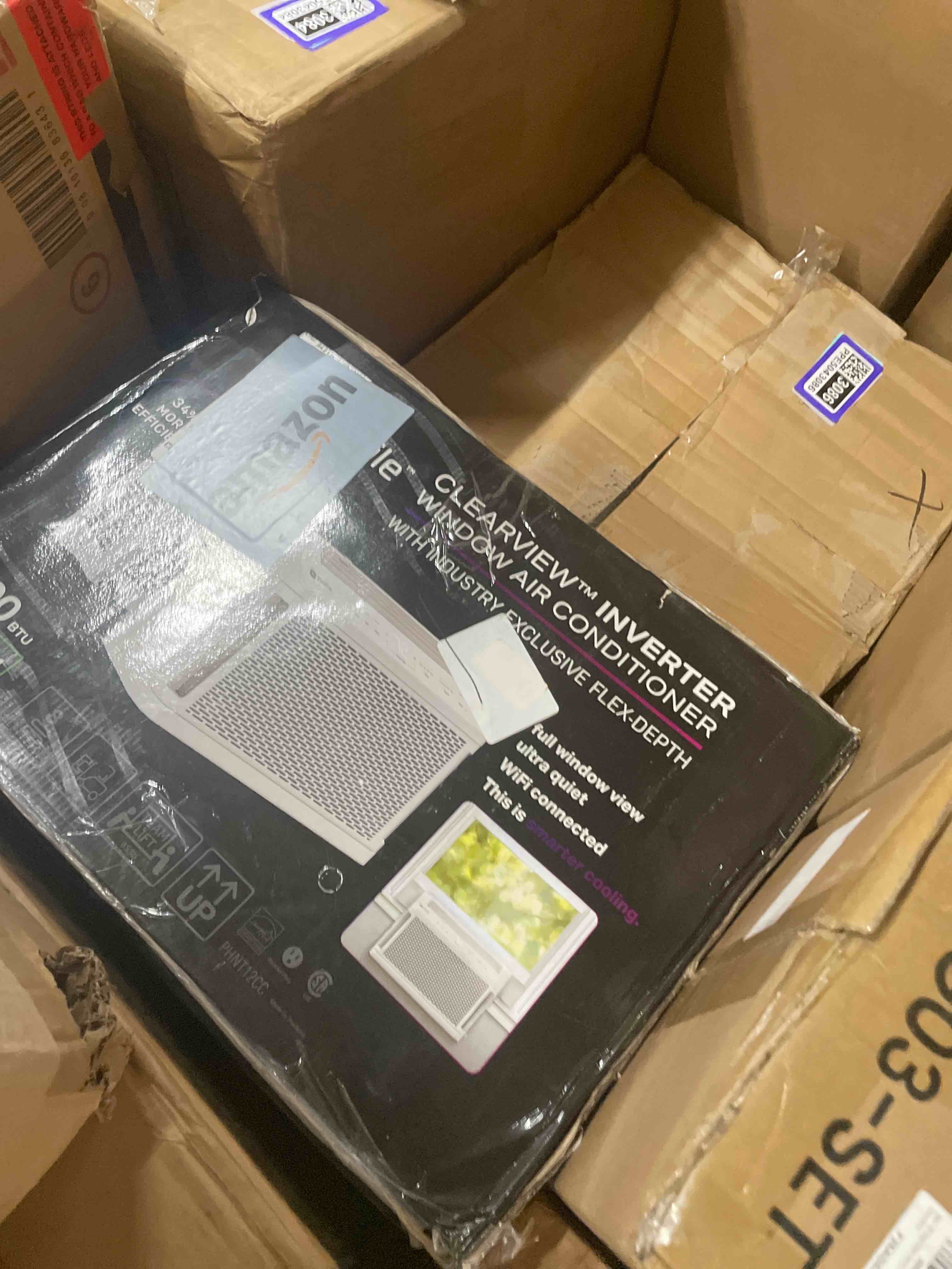 Condition photo showing As Is for ge profile clearview inverter window air conditioner 10,300 btu, ultra quiet, full window view, cools up to 450 sq ft, energy star, wifi smart, remote