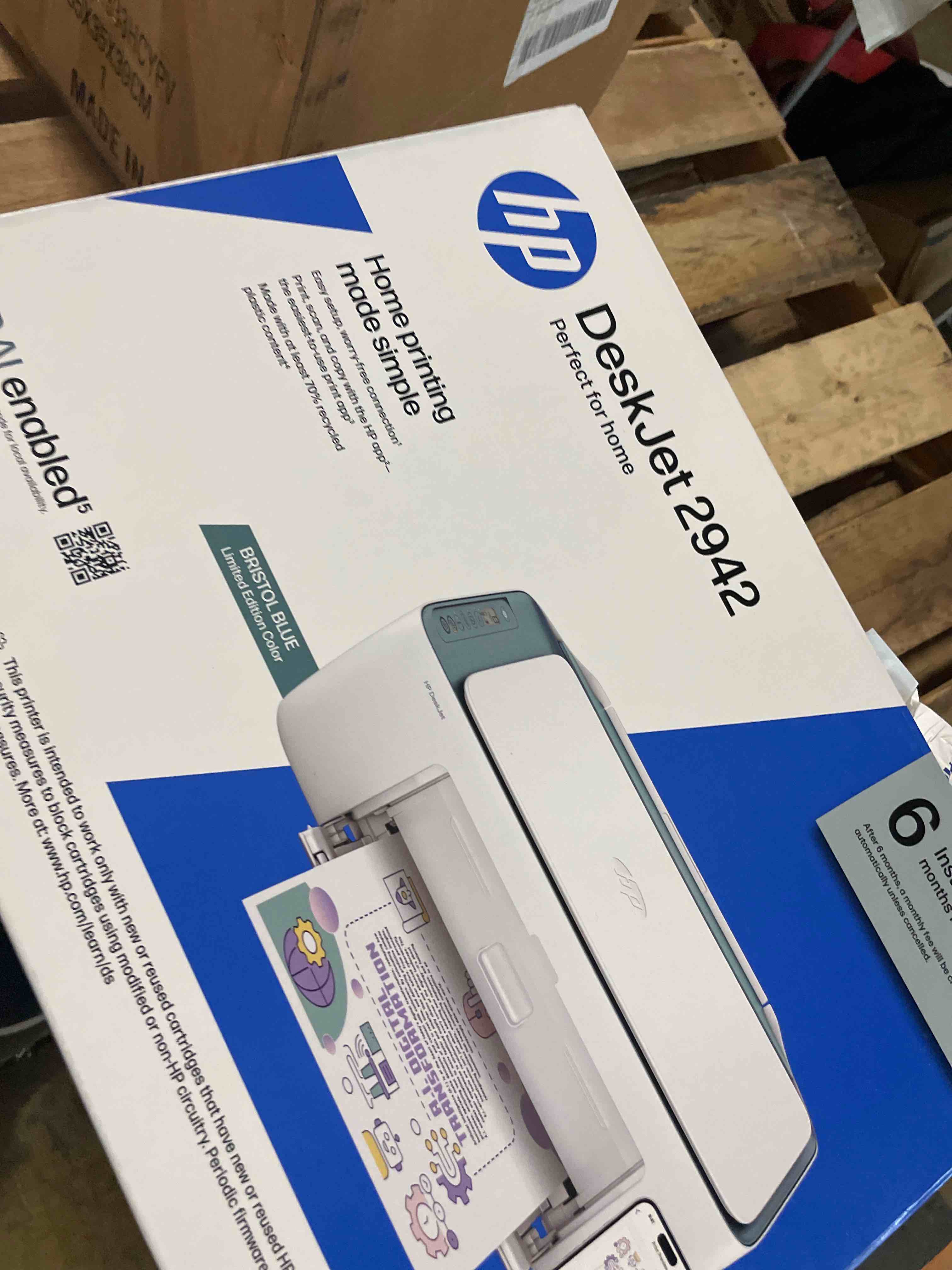 Condition photo showing New/Like New for (blue)hp deskjet 2923 wireless all-in-one color inkjet printer, scanner, copier, 6 month trial of instant ink included, ai-capable (b18jwa)