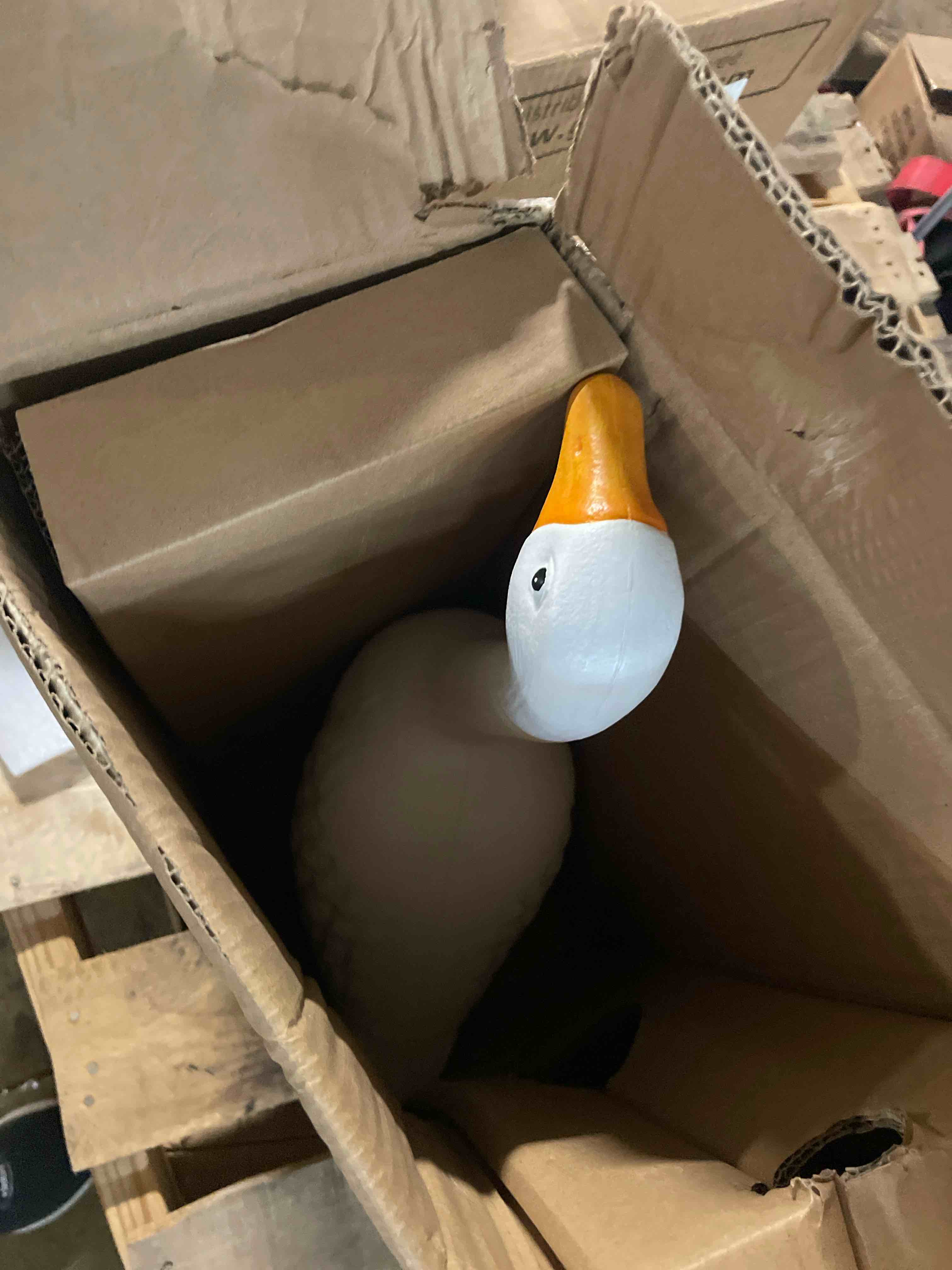Condition photo showing New/Like New for fox valley traders official gaggleville 23" large white goose, plastic garden décor, vibrant and clean painted goose feet - indoor or outdoor decorative figurine for garden, patio, or entryway accent