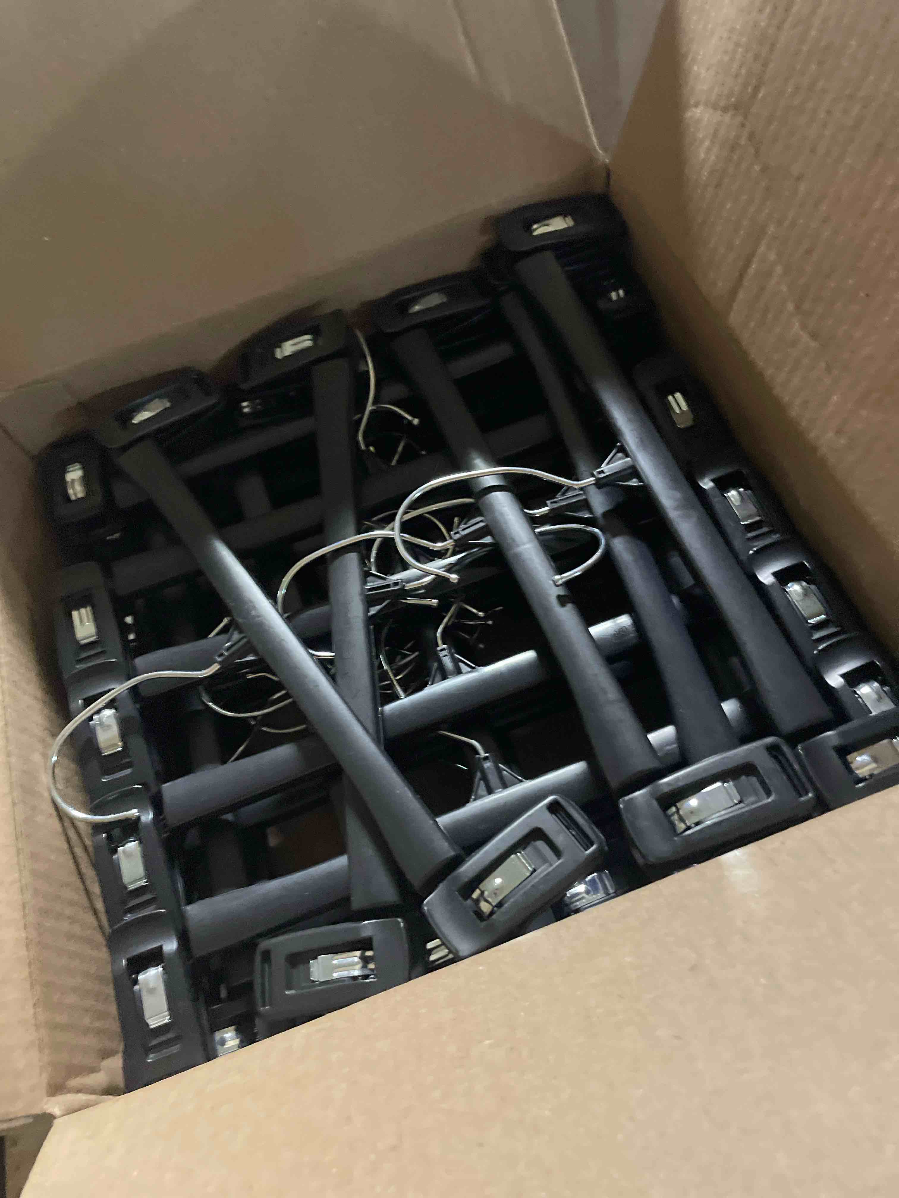 Condition photo showing Good Condition for smartor pants hangers - 30 pack, black clips hangers with 360° hooks, shorts hanger with strong clamps, dress, heavy duty as trousers, skirt, jeans, towel and bottom clothes -12 inch 30 pack 12