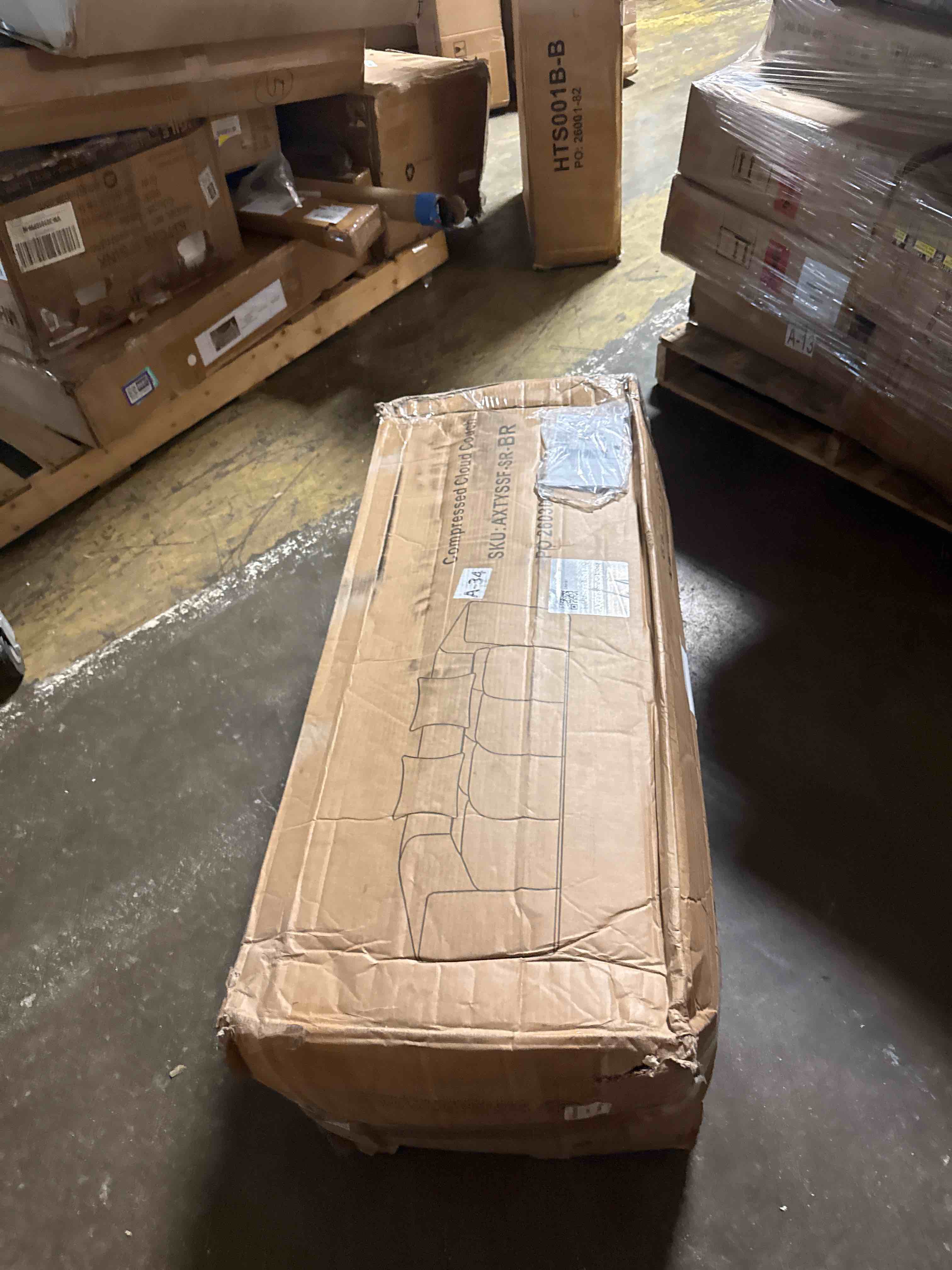 Condition photo showing New/Like New for 72" loveseat boneless couch, cloud sectional couch with deep seat, high-density memory foam and chaise, love seat sofa, boneless couches for living room, no assembly required tufted sofa, brown brown love seat couch