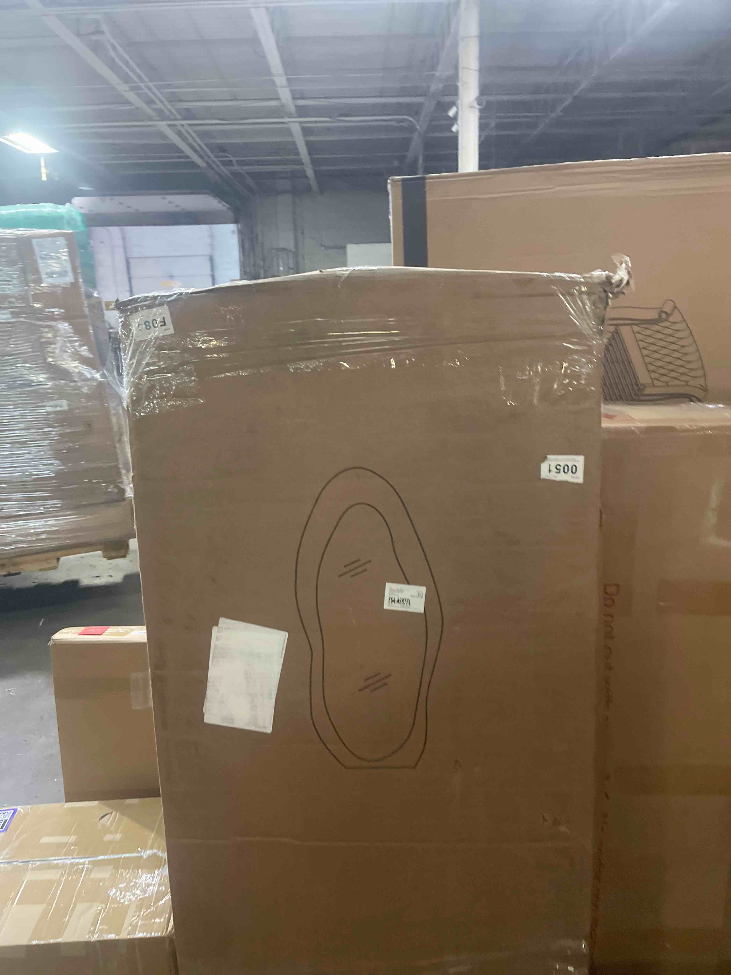Condition photo showing New/Like New for white 63 in. h x 24 in. w irregular wavy flannel wrapped wood full length mirror for bedroom, living room, dressing room