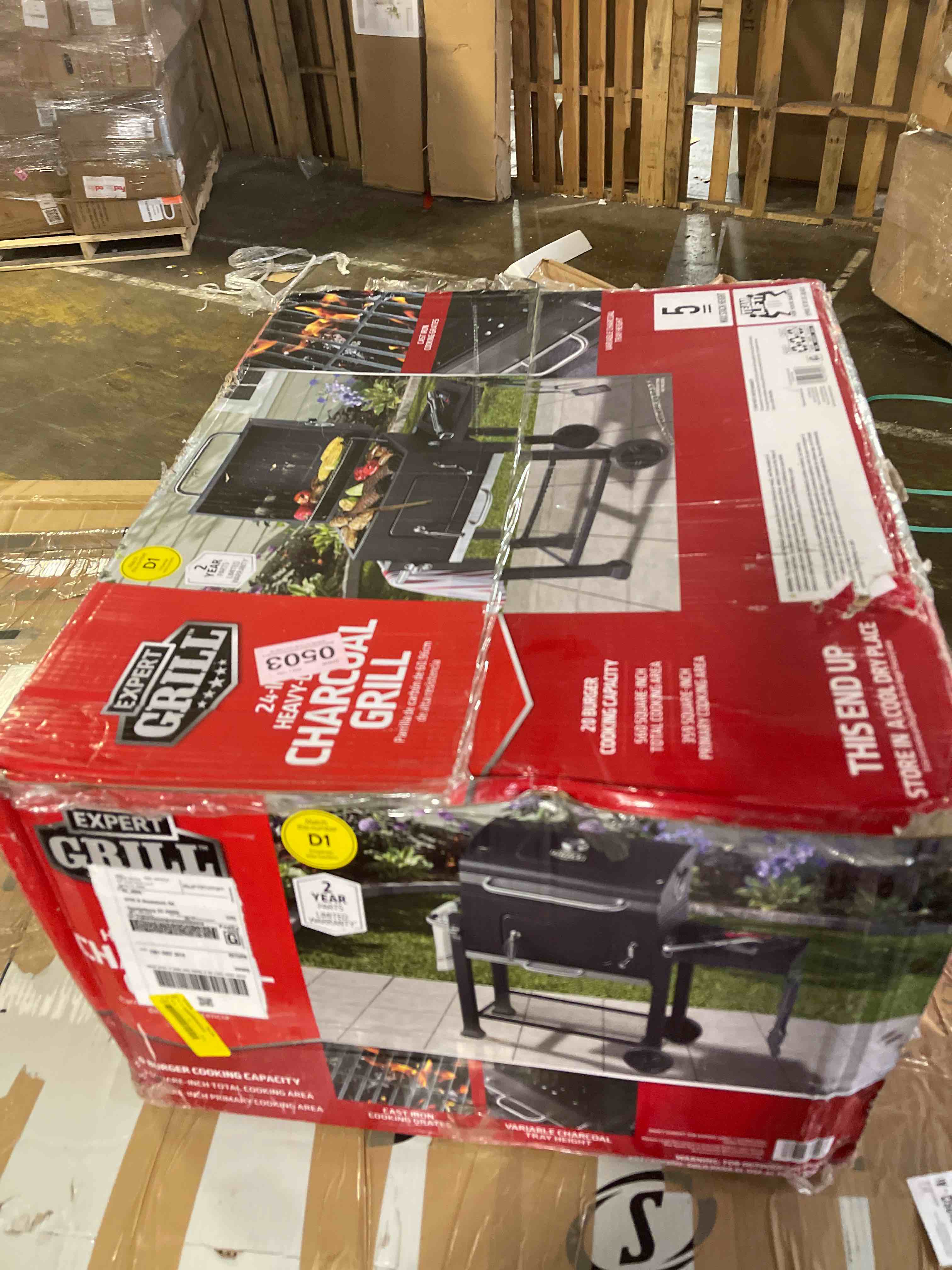 Condition photo showing New/Like New for expert grill charcoal grill, 24 inch heavy duty charcoal grill with wheels, black