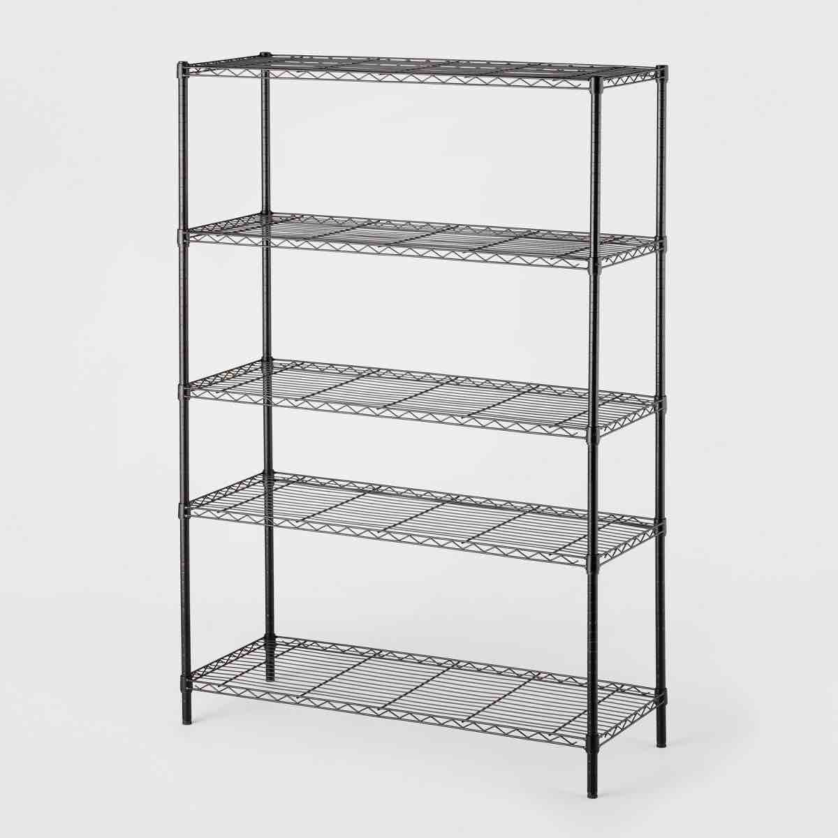 5 tier wide wire shelving black - brightroom™: adjustable metal storage unit, 72.63" h, 350 lb capacity, 5 shelves