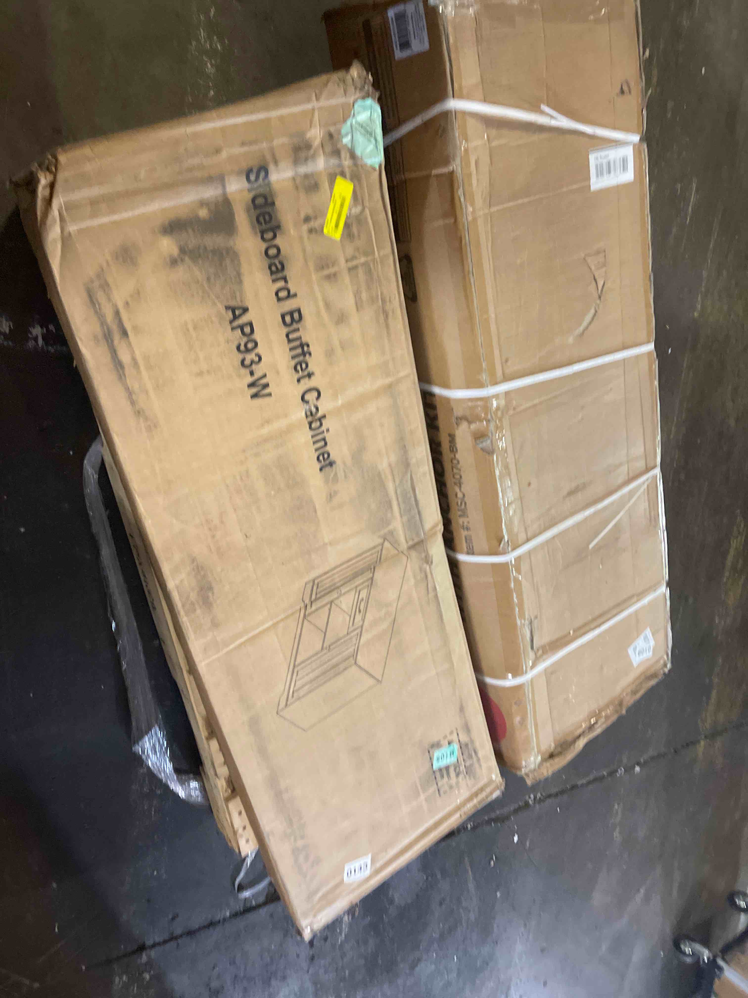 Condition photo showing New/Like New for 2-door black storage cabinet - 46.22"l x 12.76"w x 29.96"h - 46.22"l x 12.76"w x 29.96"h