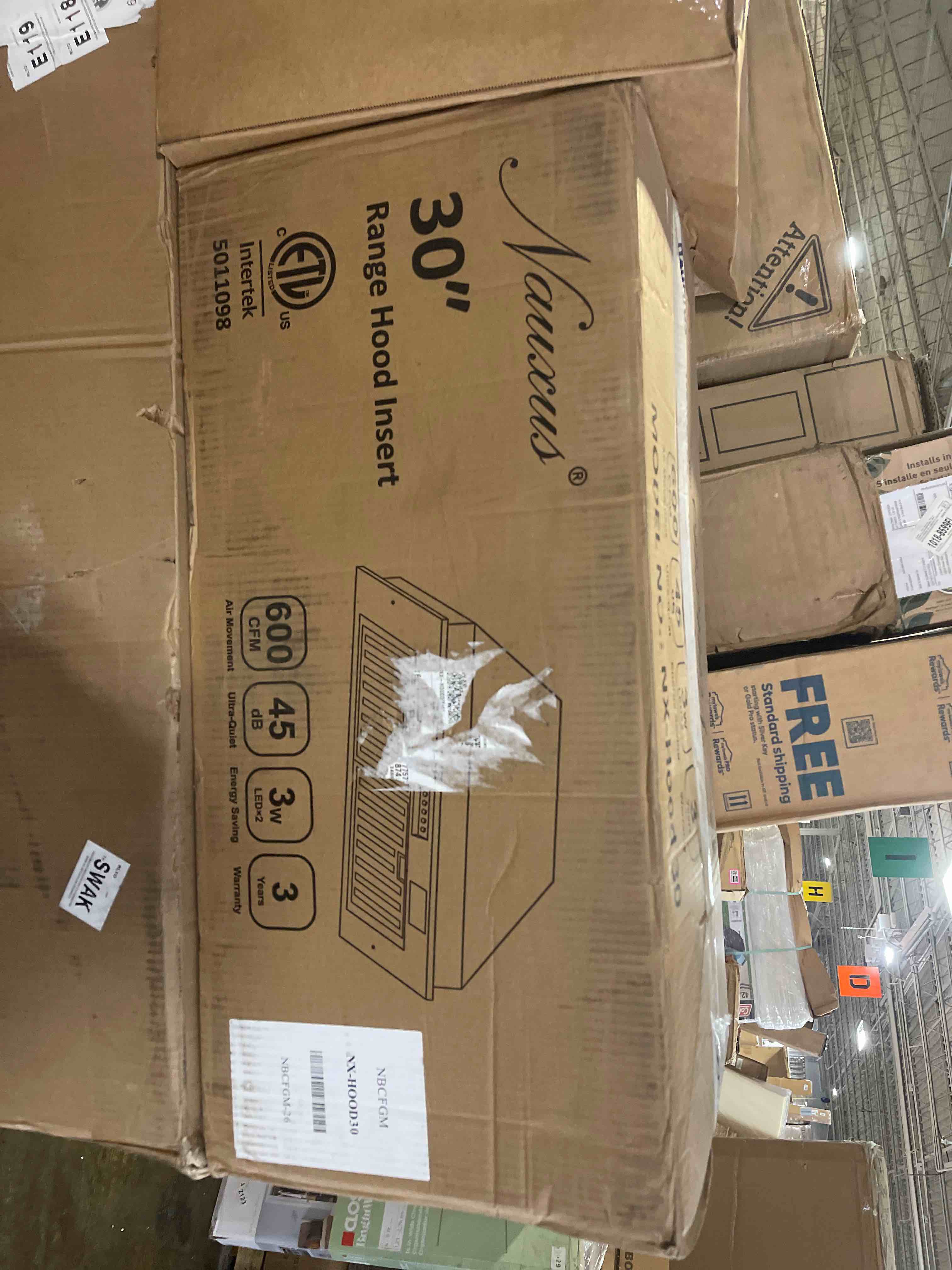 Condition photo showing New/Like New for range hood insert/built-in 30 in. ultra quiet powerful suction stainless steel ducted kitchen vent hood with led lights