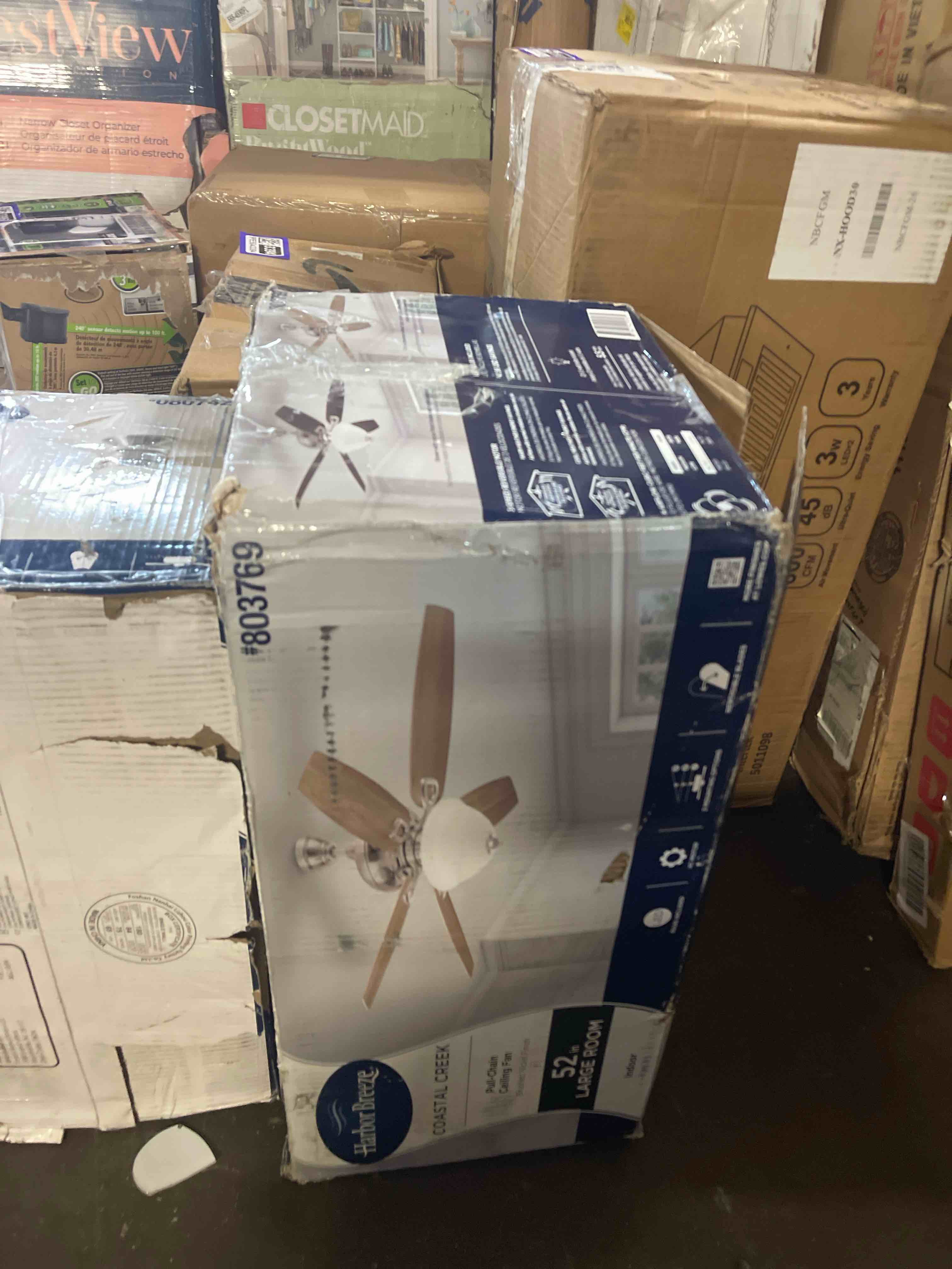 Condition photo showing New/Like New for harbor breeze coastal creek 52-in brushed nickel ceiling fan with light and pull chain included