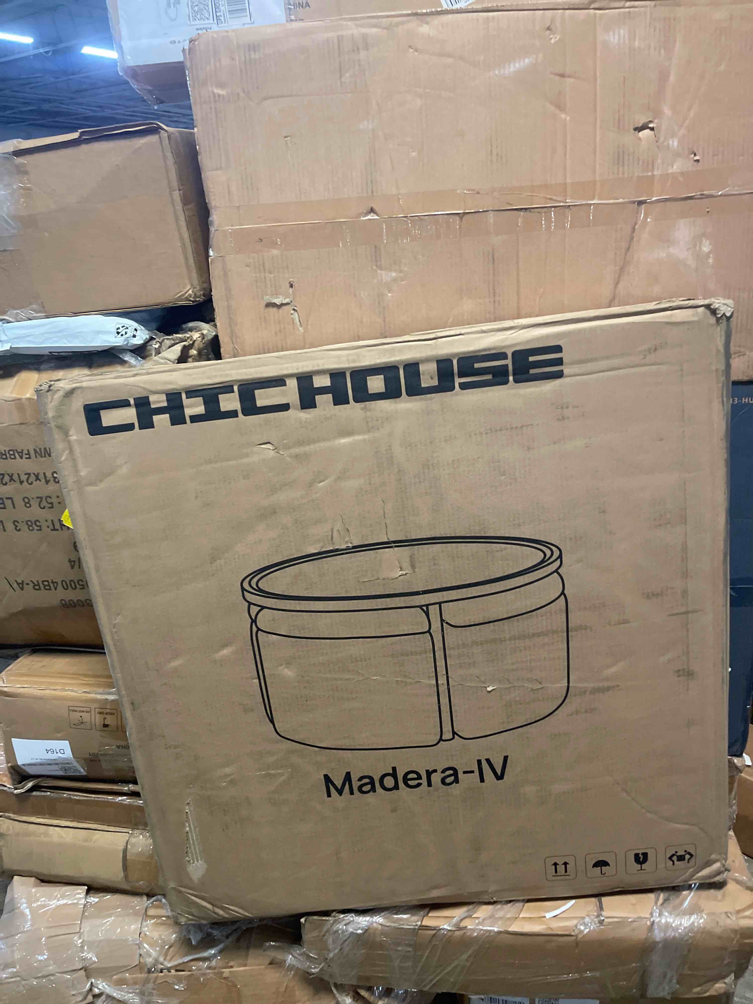 Condition photo showing New/Like New for round coffee table with stools underneath, 4 storage ottomans chairs&seats | natural&white, wood coffee table with boucle storage ottomans for living room, small space, mid-century modern
