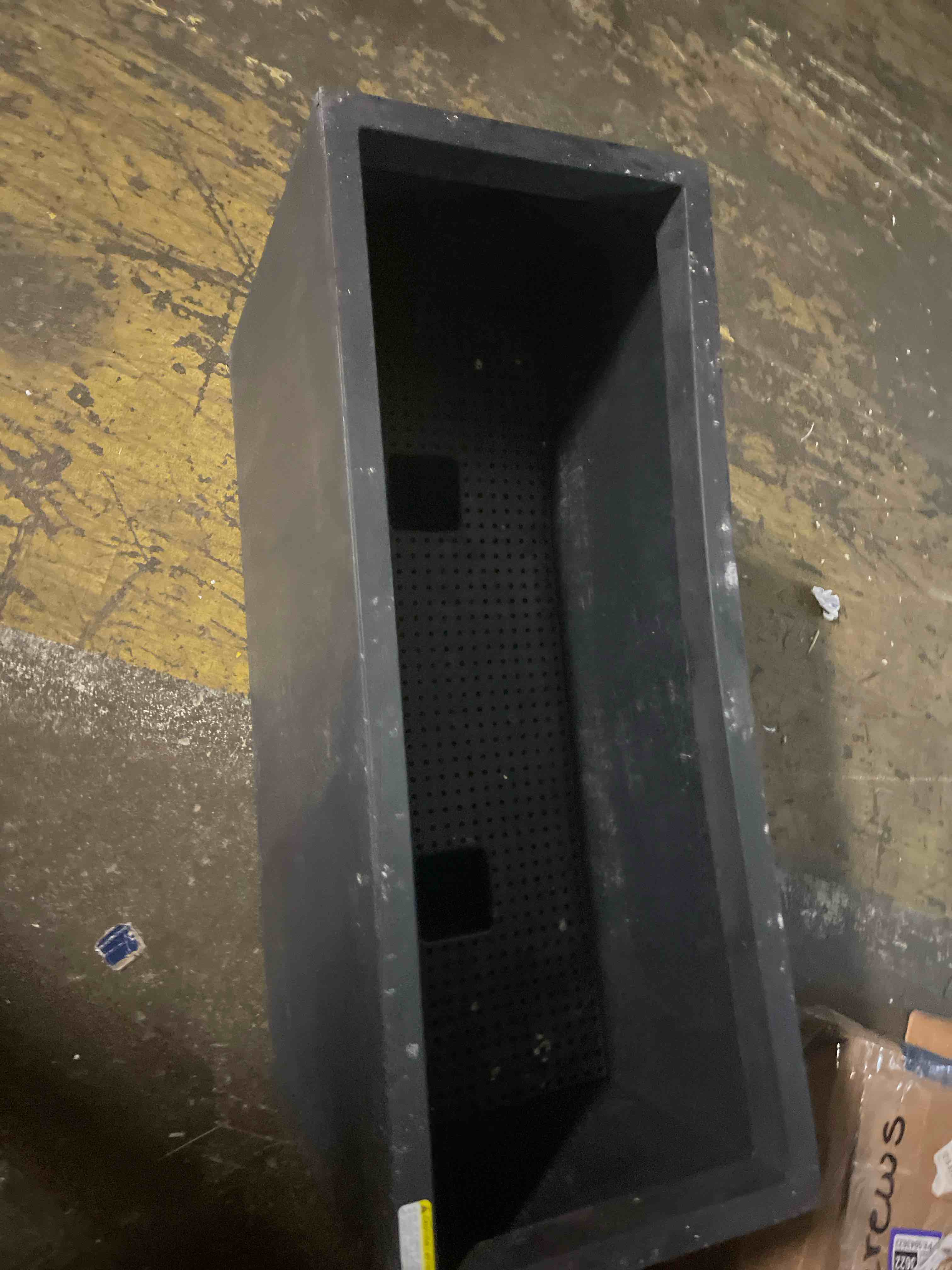 Condition photo showing As Is for 32" metal large rectangular planter - black long planter box with legs | heavy-duty steel, rust-resistant, with drainage holes, space-saving design for patio, balcony, backyard and flower gardening black 32" l x 15" w x 15" h