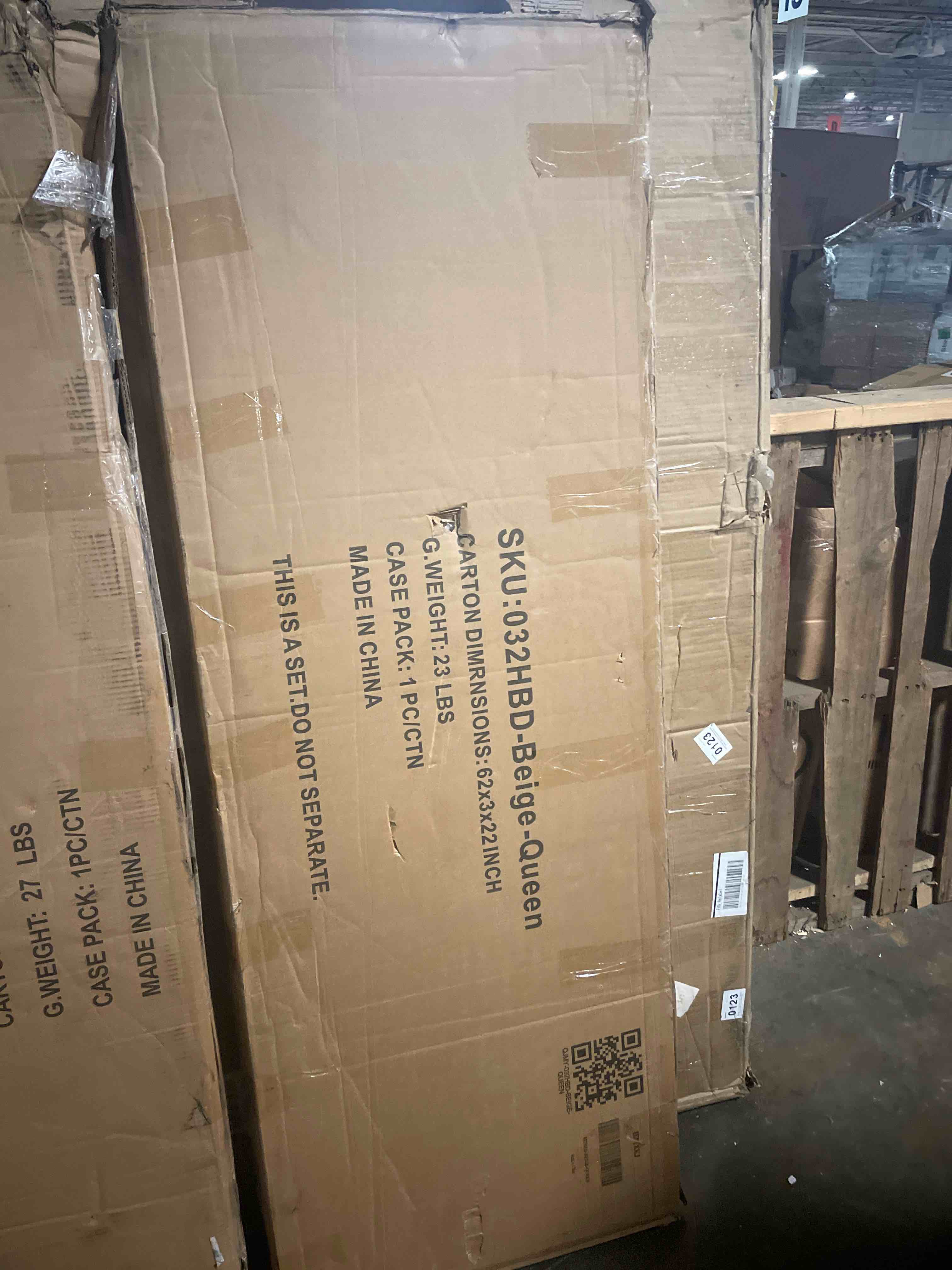 Condition photo showing New/Like New for tufted upholstered headboard queen size, solid wood head board with durable metal legs, adjustable height bed headboard from 37” to 51” fabric headboard in modern button design, beige