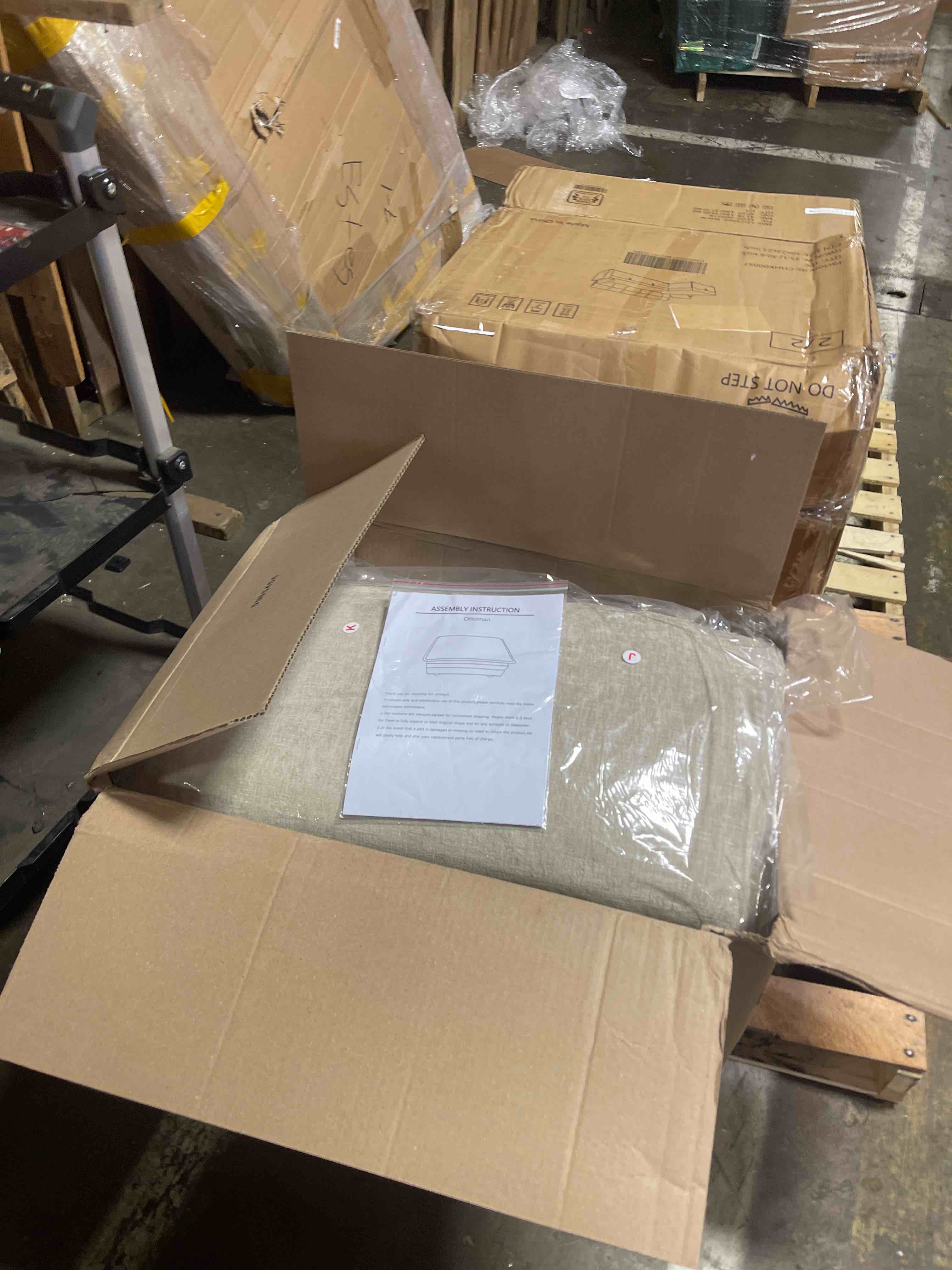 Condition photo showing New/Like New for lazur modular ottomans sofa, chenille cloud couch for living room, deep seat ottomans, khaki, easy assembly