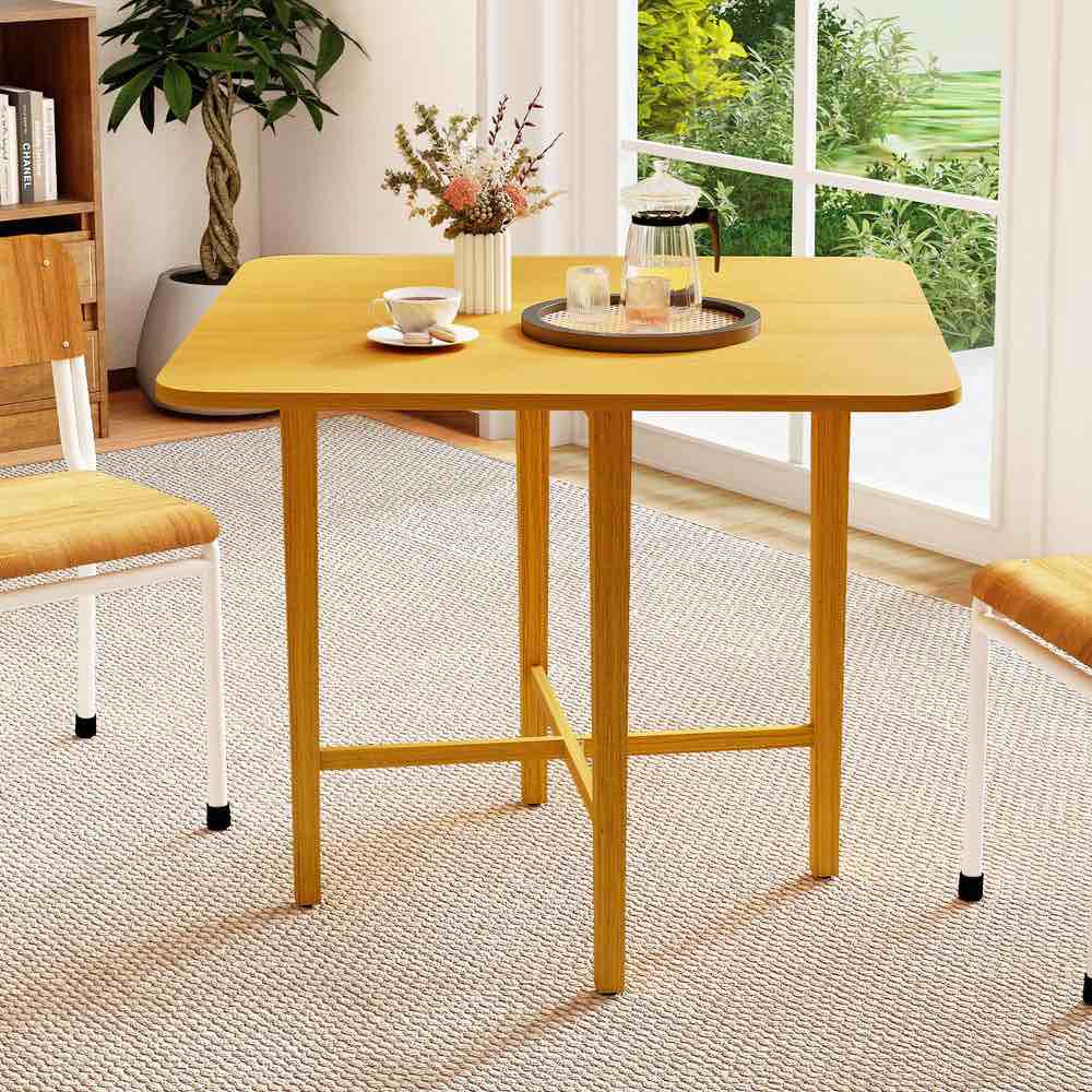 Condition photo showing New/Like New for costway foldable dining table for 2-4 people small space rubber wood legs