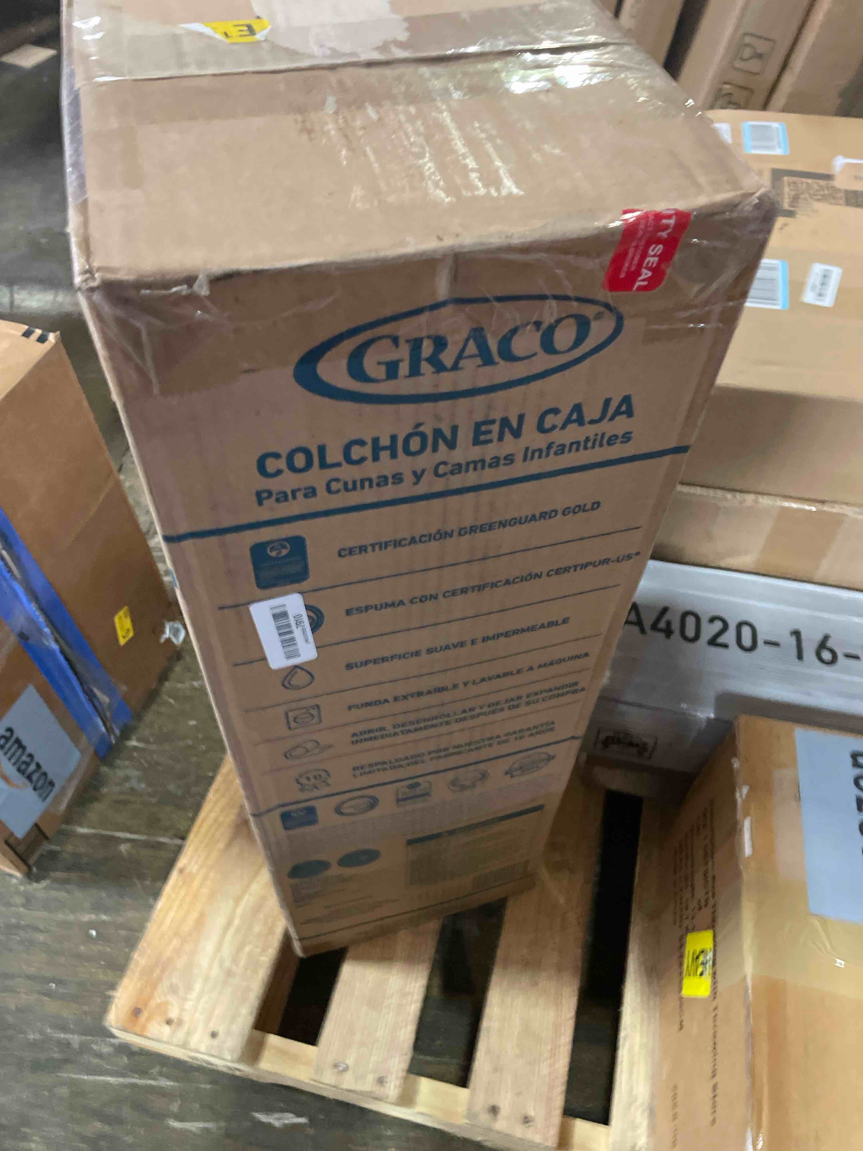 Condition photo showing New/Like New for graco premium crib & toddler mattress – greenguard gold certified, machine washable oeko-tex standard 100 certified cover with waterproof surface, fits any standard full size baby crib & toddler bed
