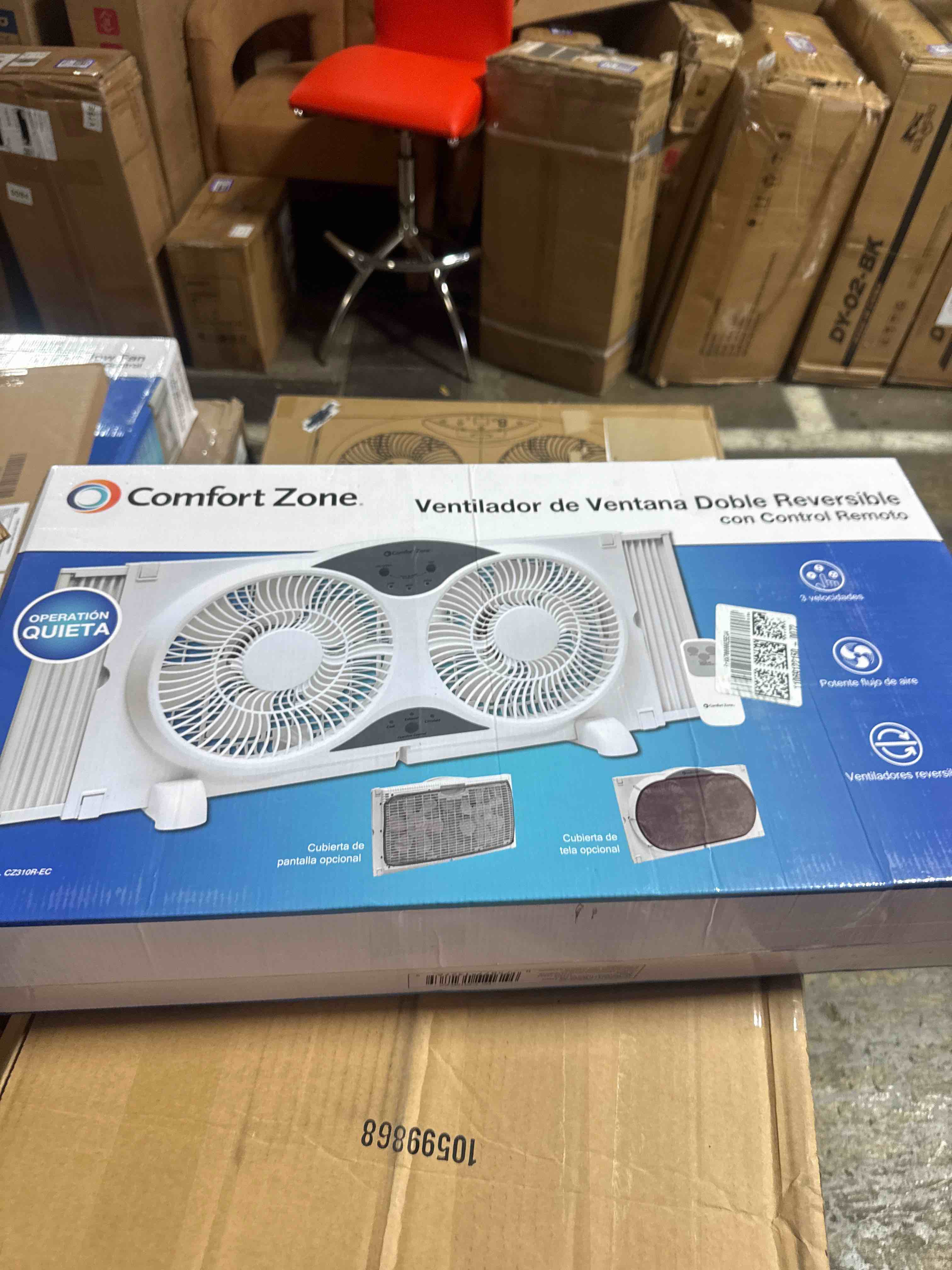 Condition photo showing Good Condition for comfort zone 9   reversible twin window fan with remote control  white