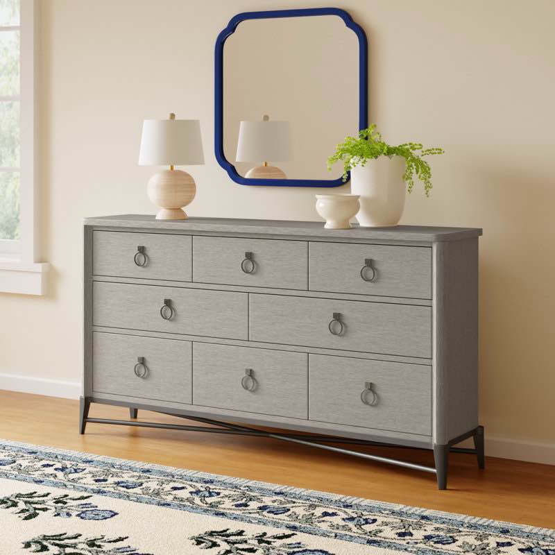 Condition photo showing New/Like New for riverside furniture 67” maisie dresser - 36 h x 67 w x 19