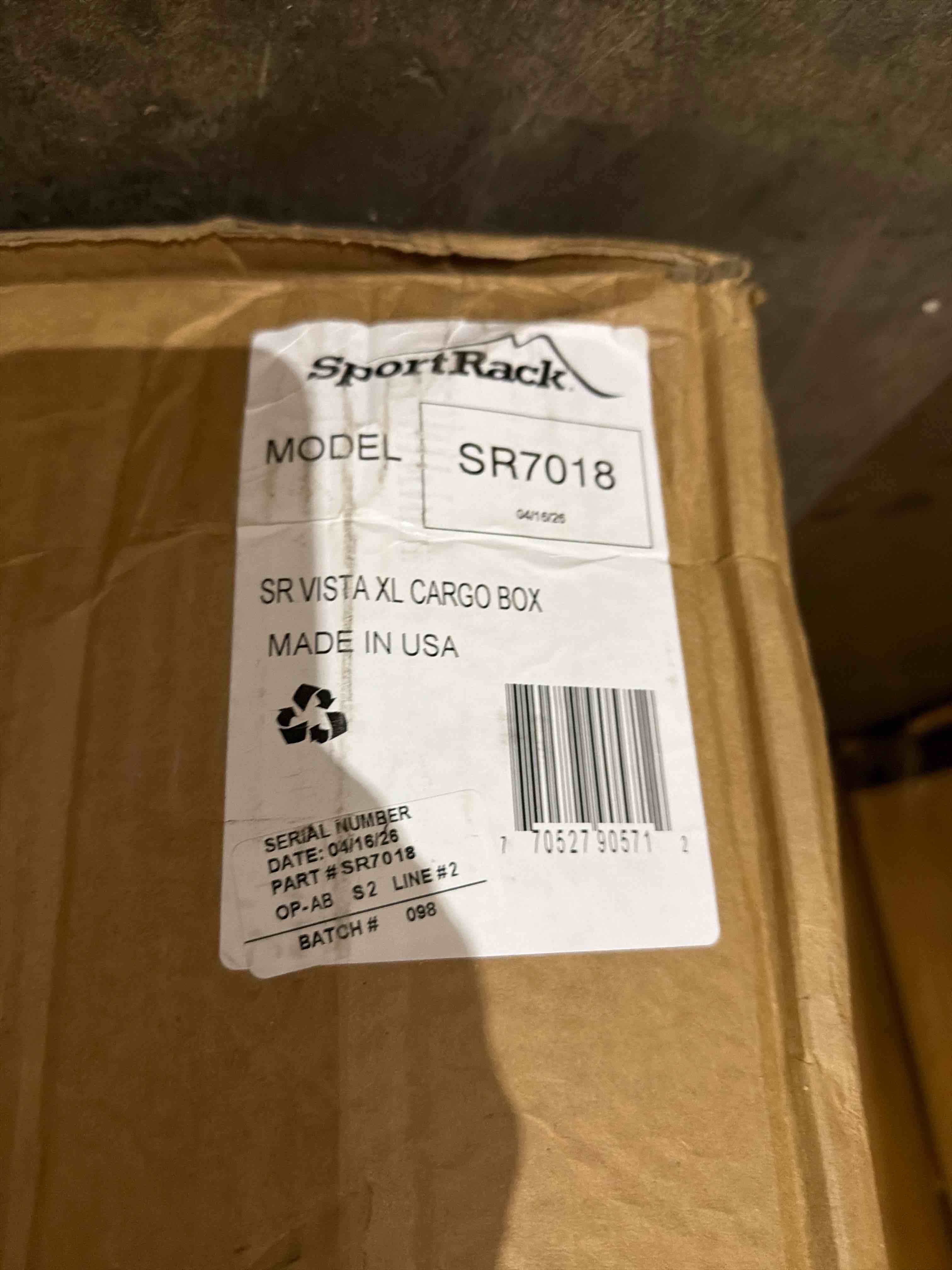 Condition photo showing New/Like New for sportrack vista xl rear opening cargo box in black