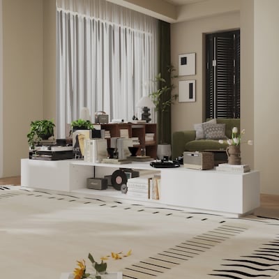 fufu&gaga modern/contemporary white 109.4-in w tv cabinet ( accommodates tvs up to 85-in )