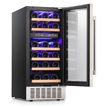 COWSAR 14.96-in W 28 -Bottles Silver Dual Zone Cooling Built-in/Undercounter Indoor Wine Cooler