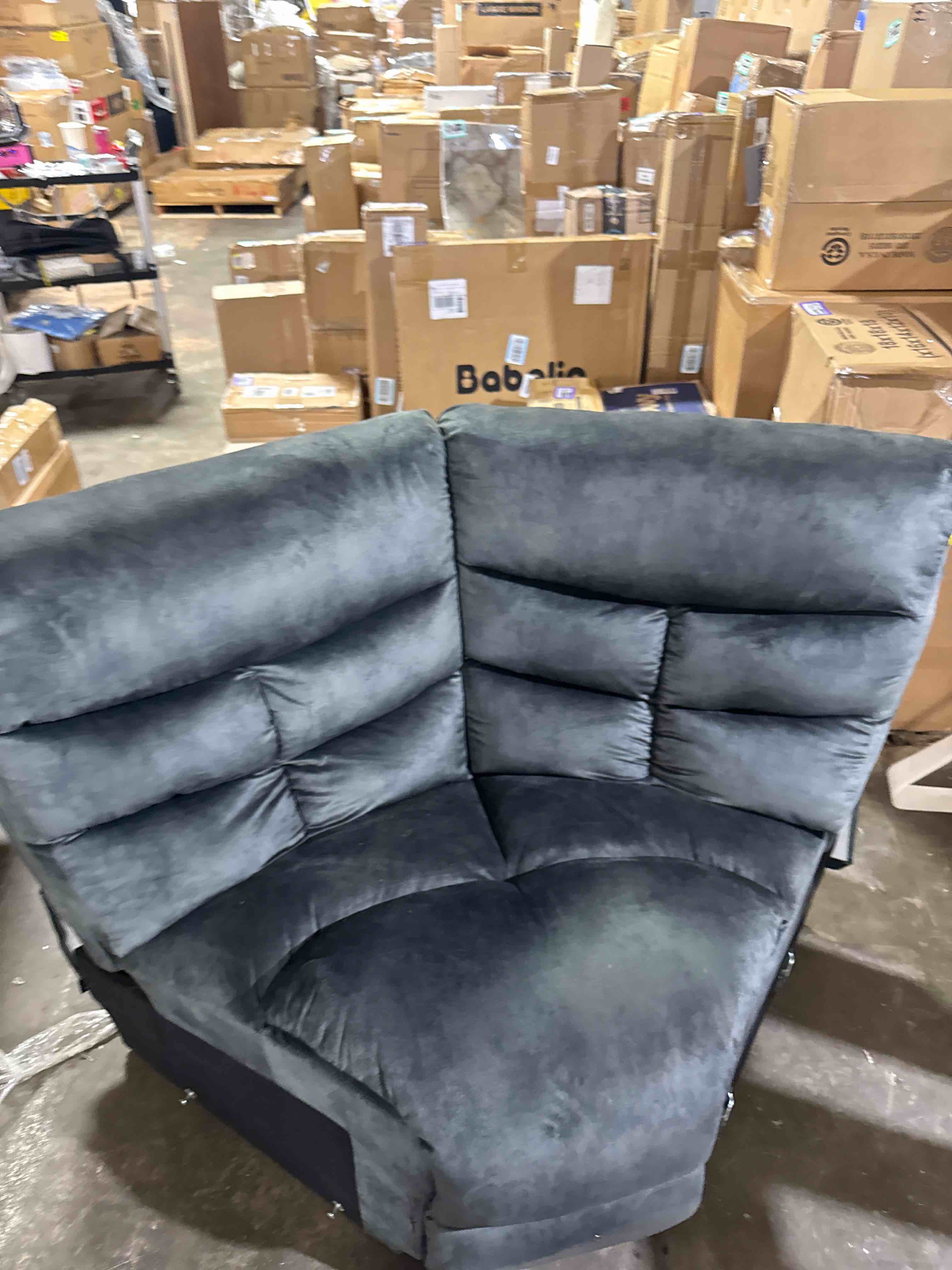 Condition photo showing As Is for ebello l-shaped reclining sectional sofa couch for living room, manual recliner oversized upholstered sofa, with overstuffed armrests, 2 cup holders, storage space, 5-seater home furniture sofa set (corner seat only)