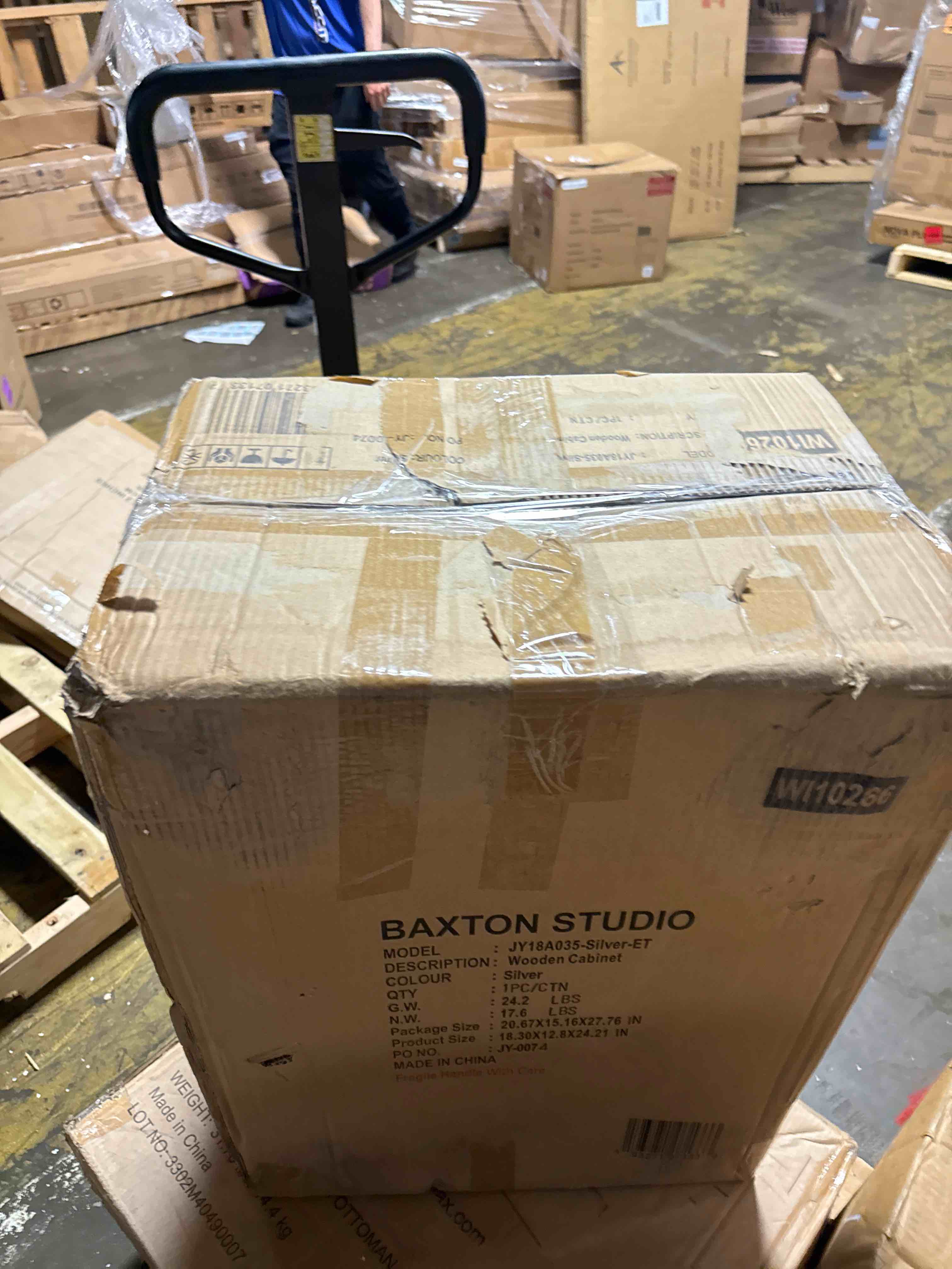 Condition photo showing New/Like New for baxton studio leonie 24.21-inch high 2-drawer nightstand, silver and mirror (162-10266-hit)
