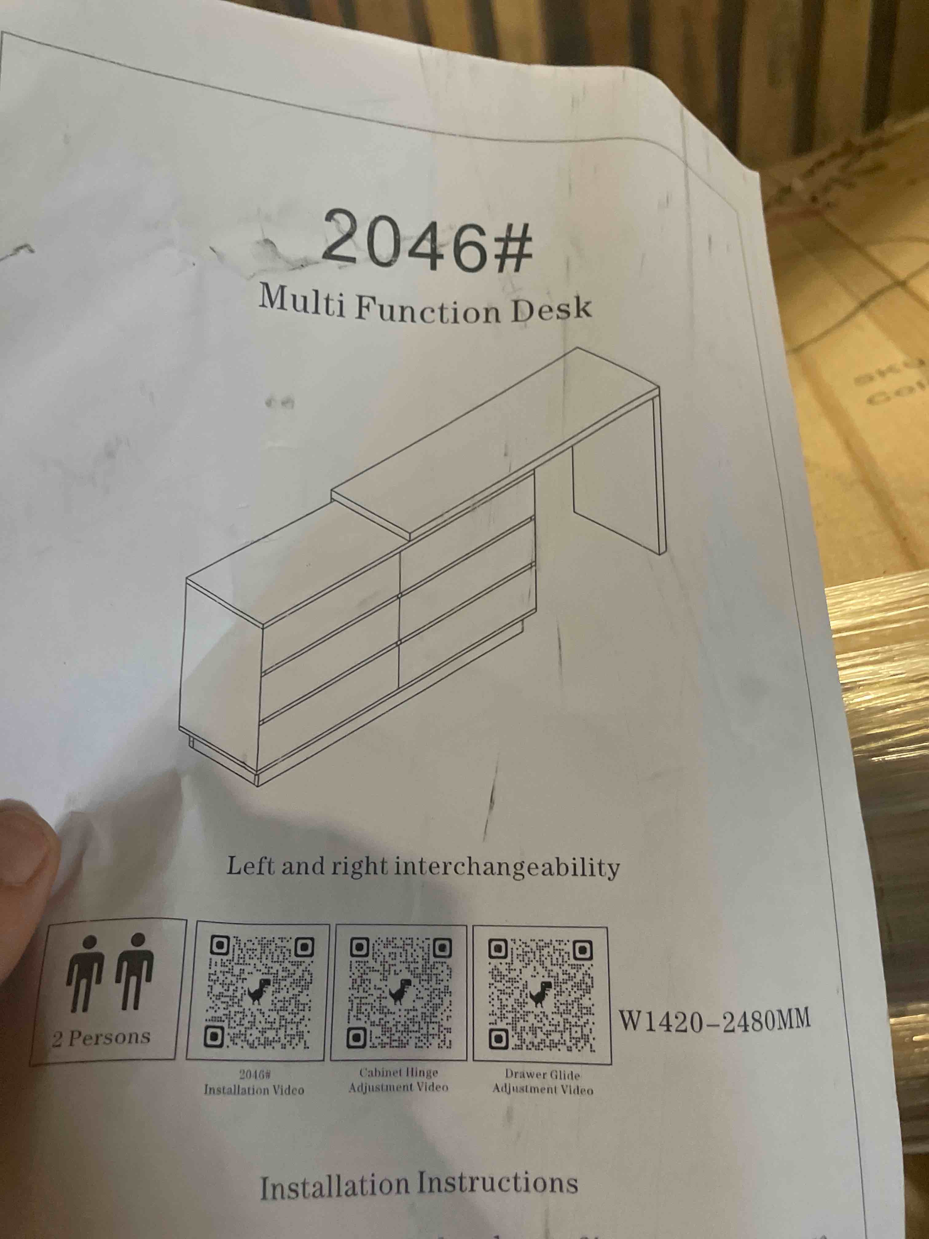 Condition photo showing New/Like New for trroec 97.63" l shape desk with 51" file cabinet, corner dresser, desk with dresser, desk with dresser combo; executive desk with storage