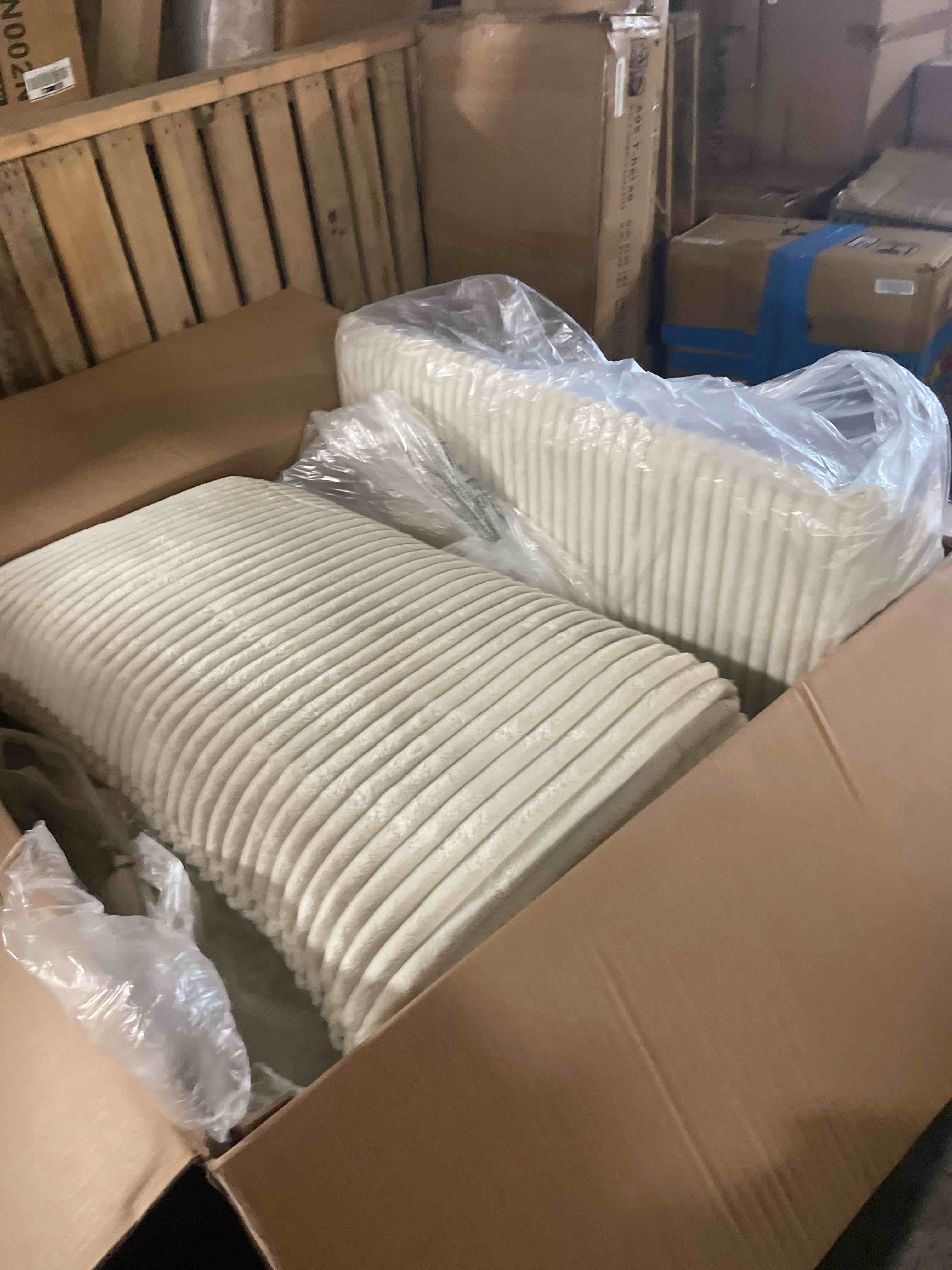 Condition photo showing New/Like New for aoowow corduroy ottoman upholstered couches ottoman for modular sectional sofa for living(cream-corduroy)