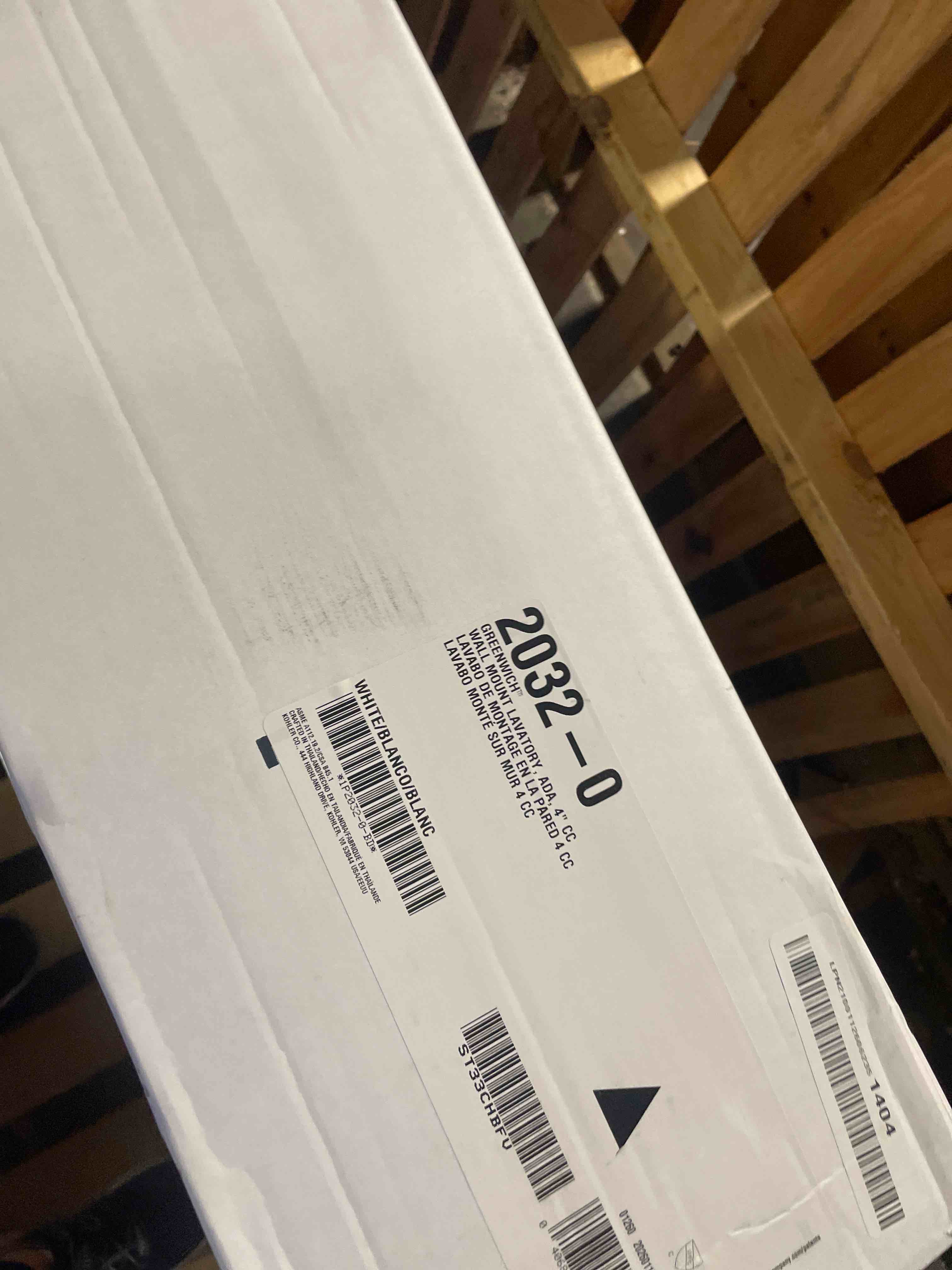 Condition photo showing New/Like New for kohler k-2032-0 greenwich wall-mount bathroom sink, white