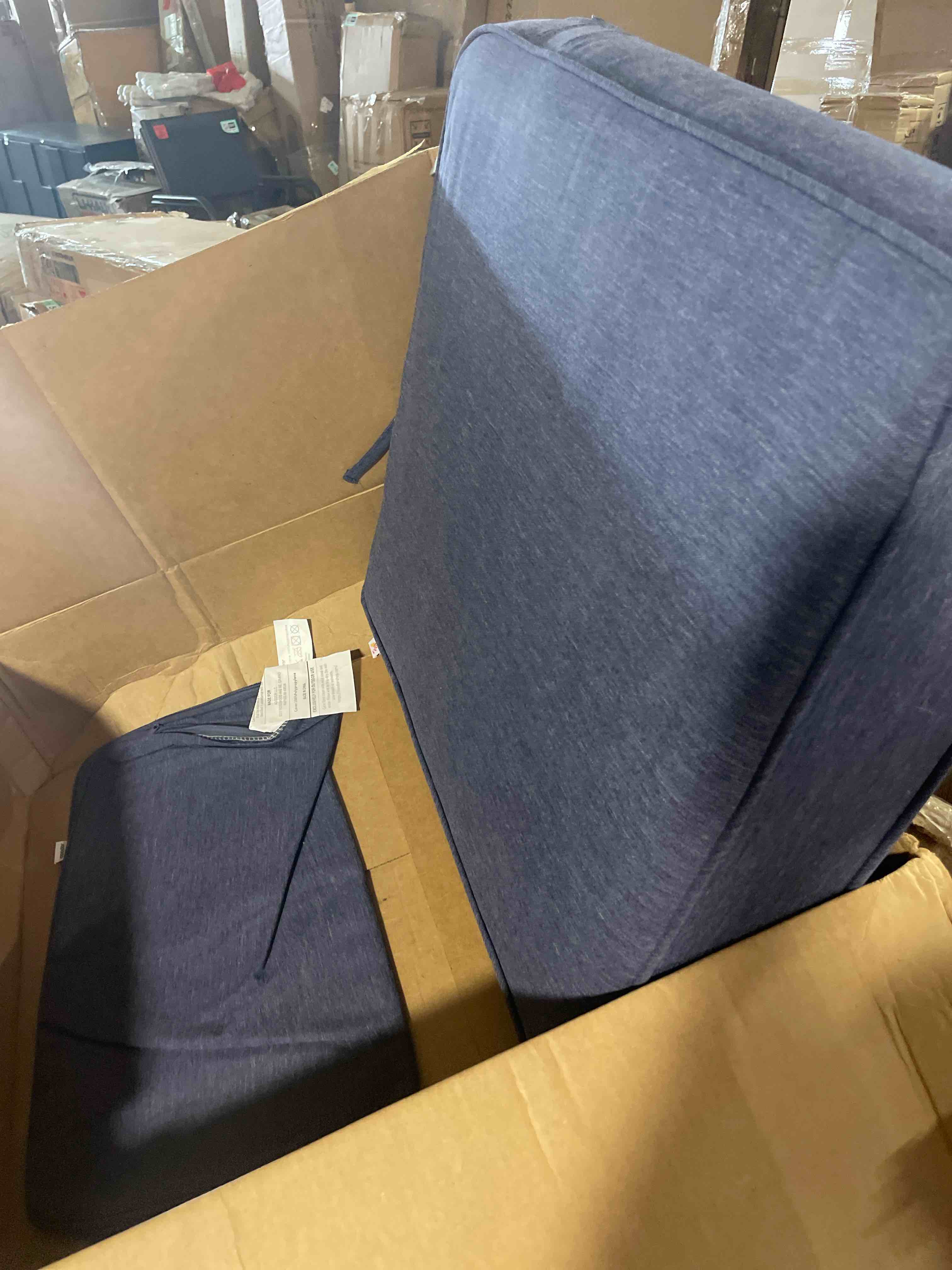 Condition photo showing As Is for outdoor chair cushions, water-resistant & fade-resistant, patio furniture square seat replacement chair pads with ties, removable cover, non-slip bottom, set of 4, 19 x 19 inch, navy blue navy blue 19" x 19" 4 pack