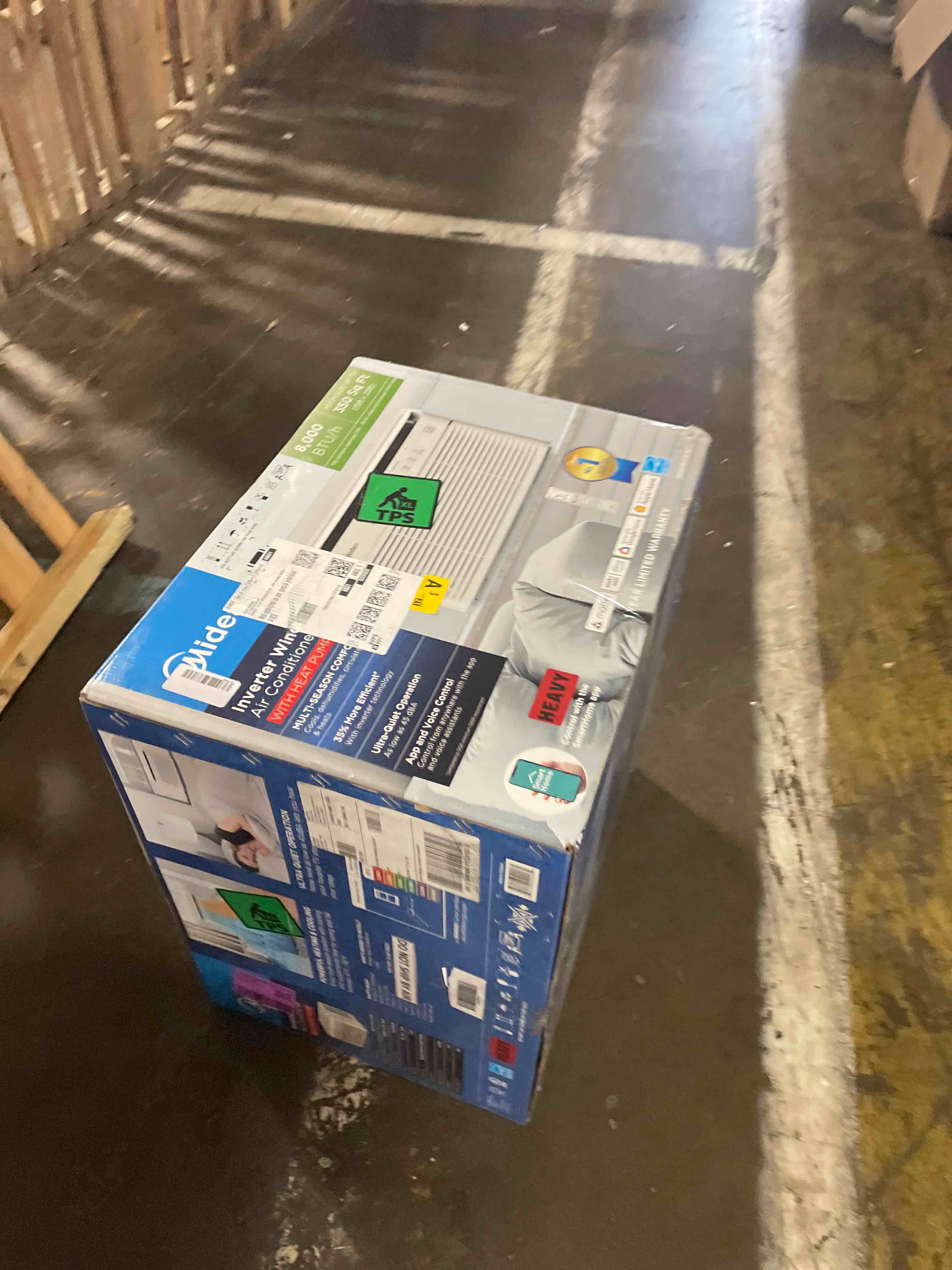 Condition photo showing Good Condition for midea 8,000 btu smart inverter air conditioner window unit with heat and dehumidifier – cools up to 350 sq. ft., energy star rated, quiet operation, electronic controls, remote control, white