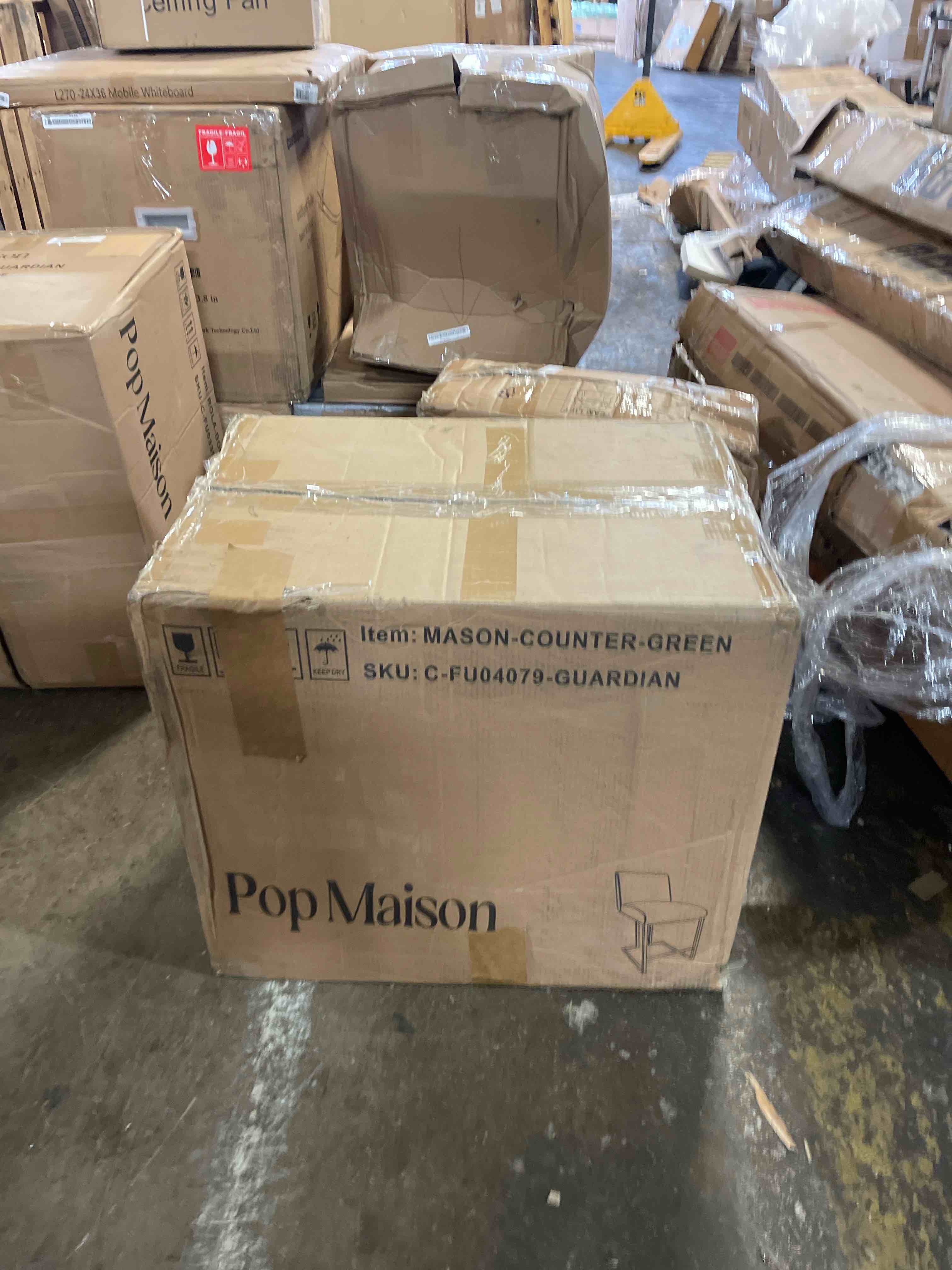 Condition photo showing New/Like New for mason 25" modern metal frame upholstered counter stool (set of 2)