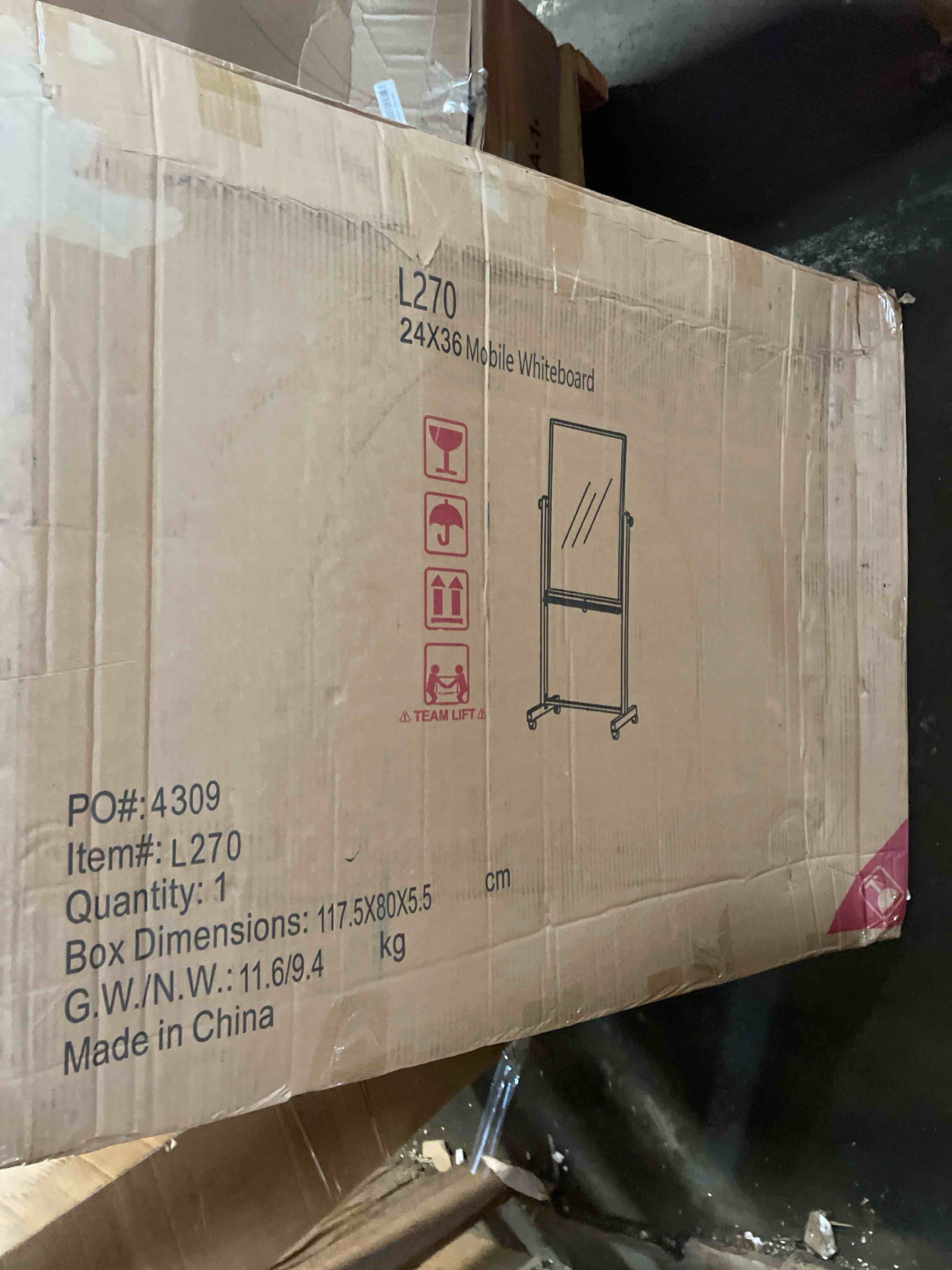 Condition photo showing New/Like New for luxor 24 w x 36 h double-sided magnetic whiteboard