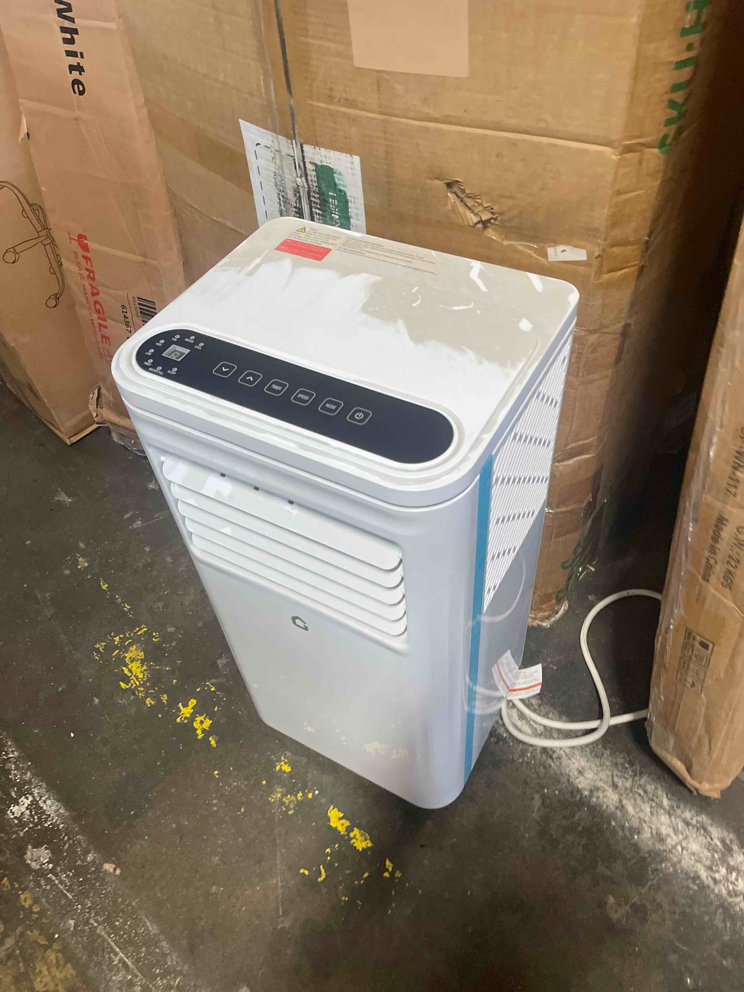 Condition photo showing As Is for 8,000 btus portable air conditioner, 3-in-1 portable ac unit with fan & dehumidifier, room air conditioner cools up to 350 sq.ft, standing ac unit with remote control & 24h timer, for home, office