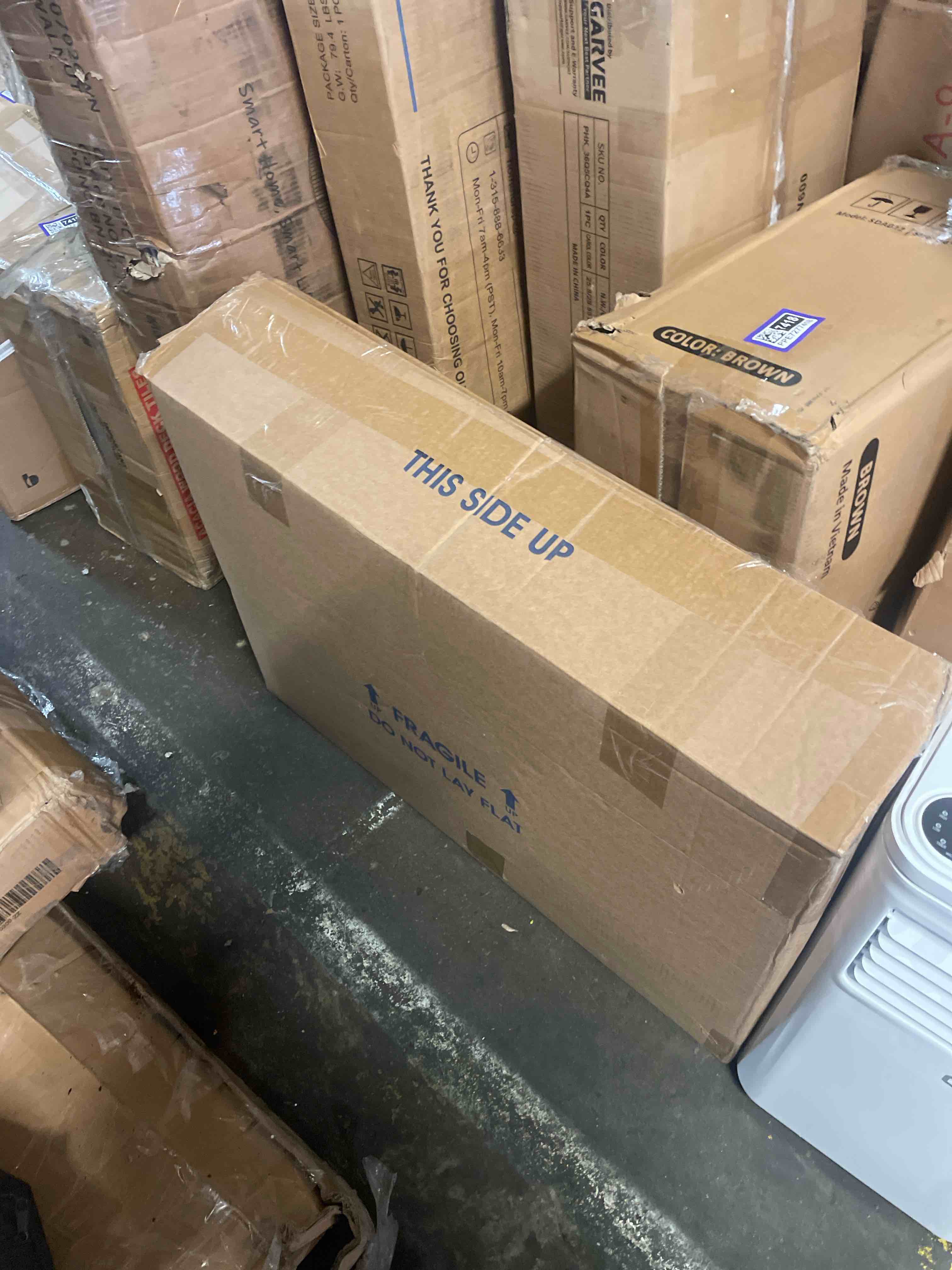 Condition photo showing As Is for forest gravity large cat litter enclosure with litter collector, enclosure for self-cleaning litter boxes?power outlet,locks added for cat,cat washroom cabinet,natural