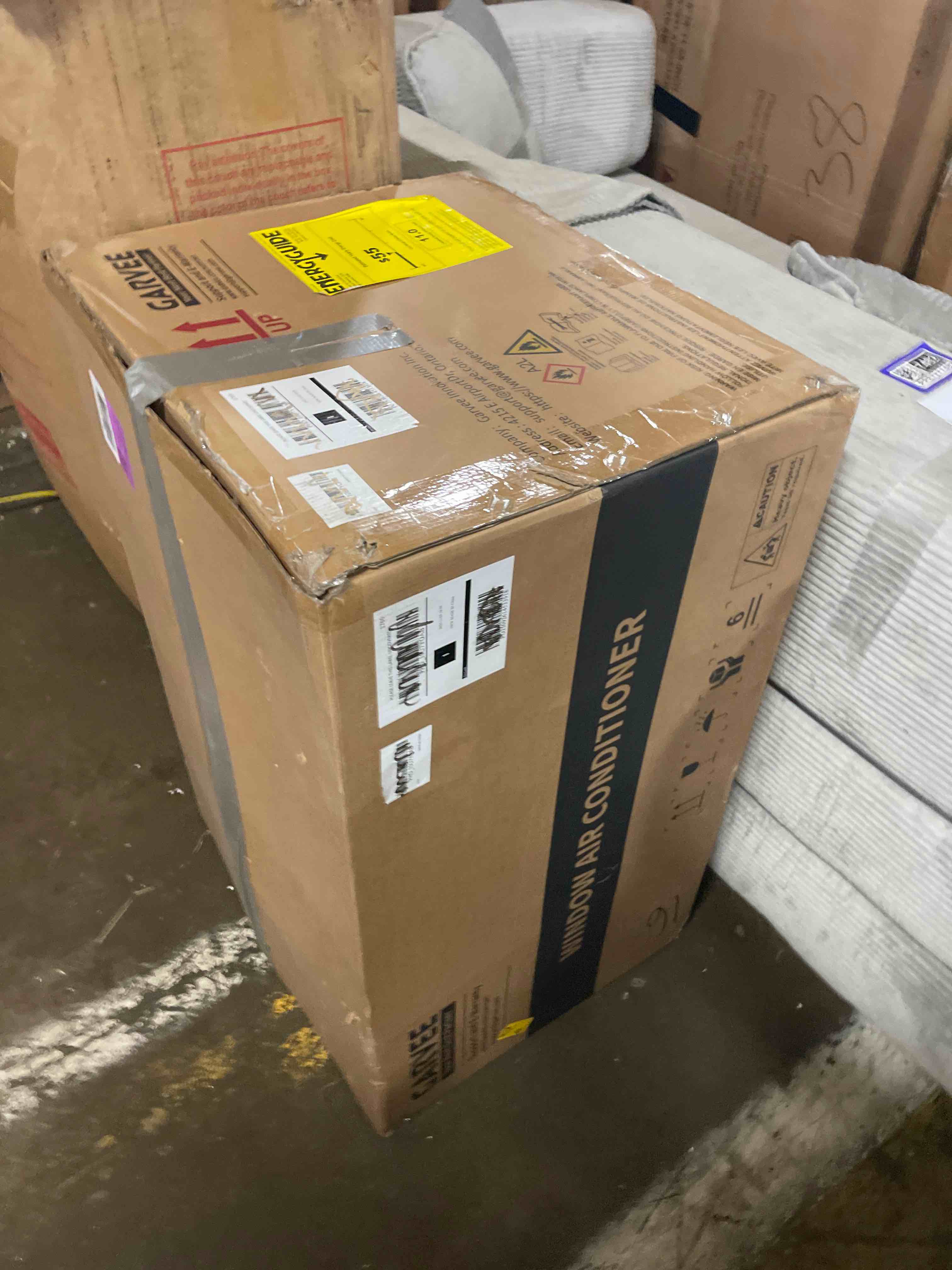 Condition photo showing As Is for garvee 6000 btu u-shaped window air conditioner, cools up to 269 sq.ft., ultra quiet operation, energy efficient, includes remote control, white