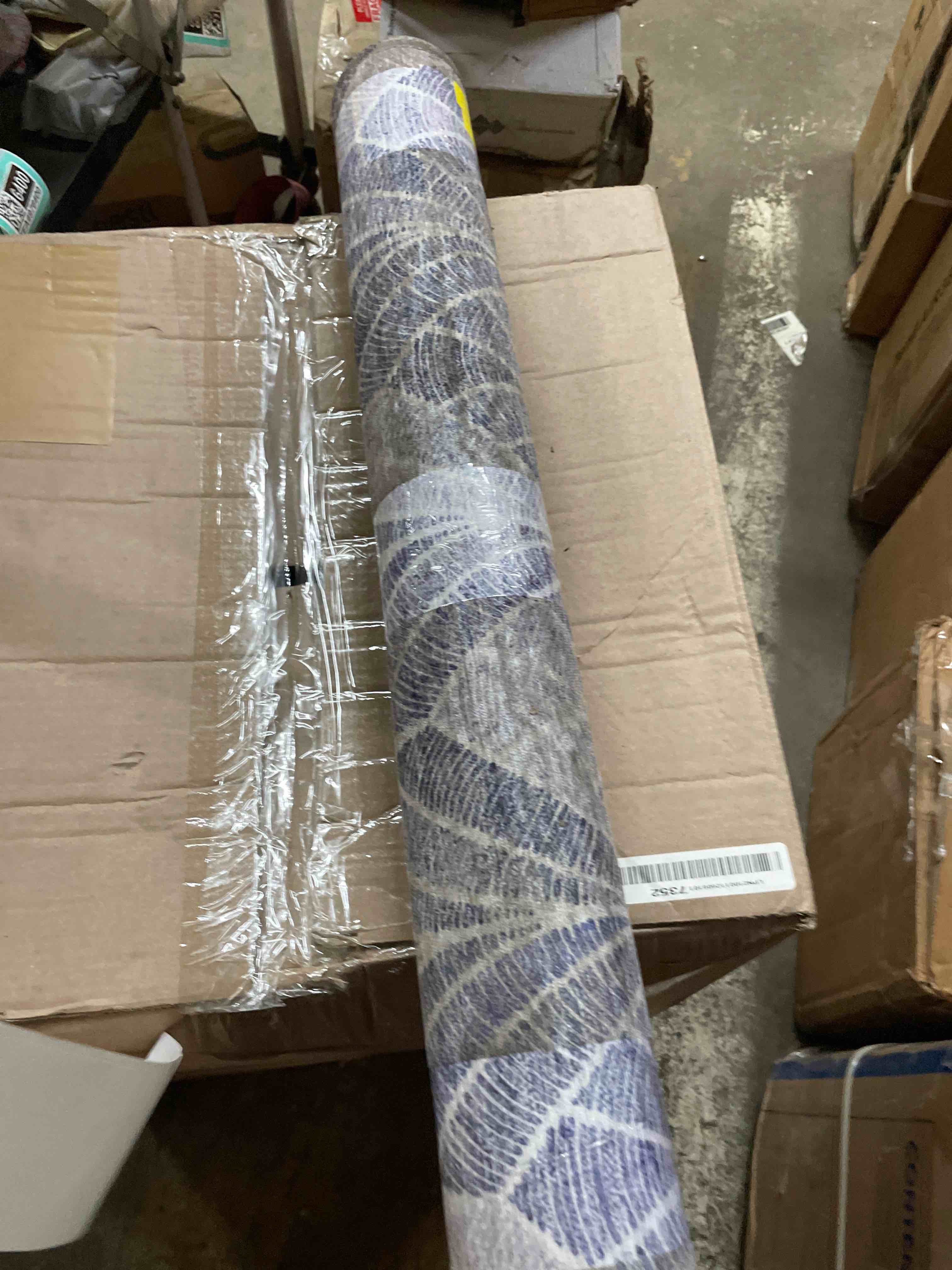 Condition photo showing As Is for addison rugs mayfield amf851 denim 2'3" x 7'6" indoor premium machine washable rug, silky soft, easy clean, non shedding, bedroom, living room, dining room, kitchen, patio rug