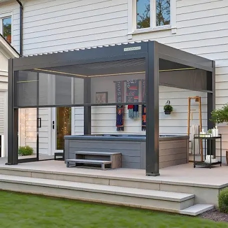 shade&beyond outdoor roller shades with splicing design, 6' w x 8' h cordless patio roll up blinds, exterior shade cloth roll for porch, gazebo, pergola, balcony, mocha