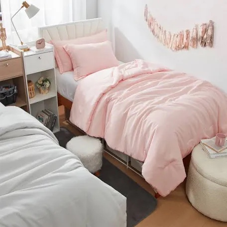 cozylux twin comforter set college dorm essentials, 2 pieces blush pink twin extra long solid room bedding sets, twin xl soft bed set with down alternative comforter and 1 pillowcase, back to school