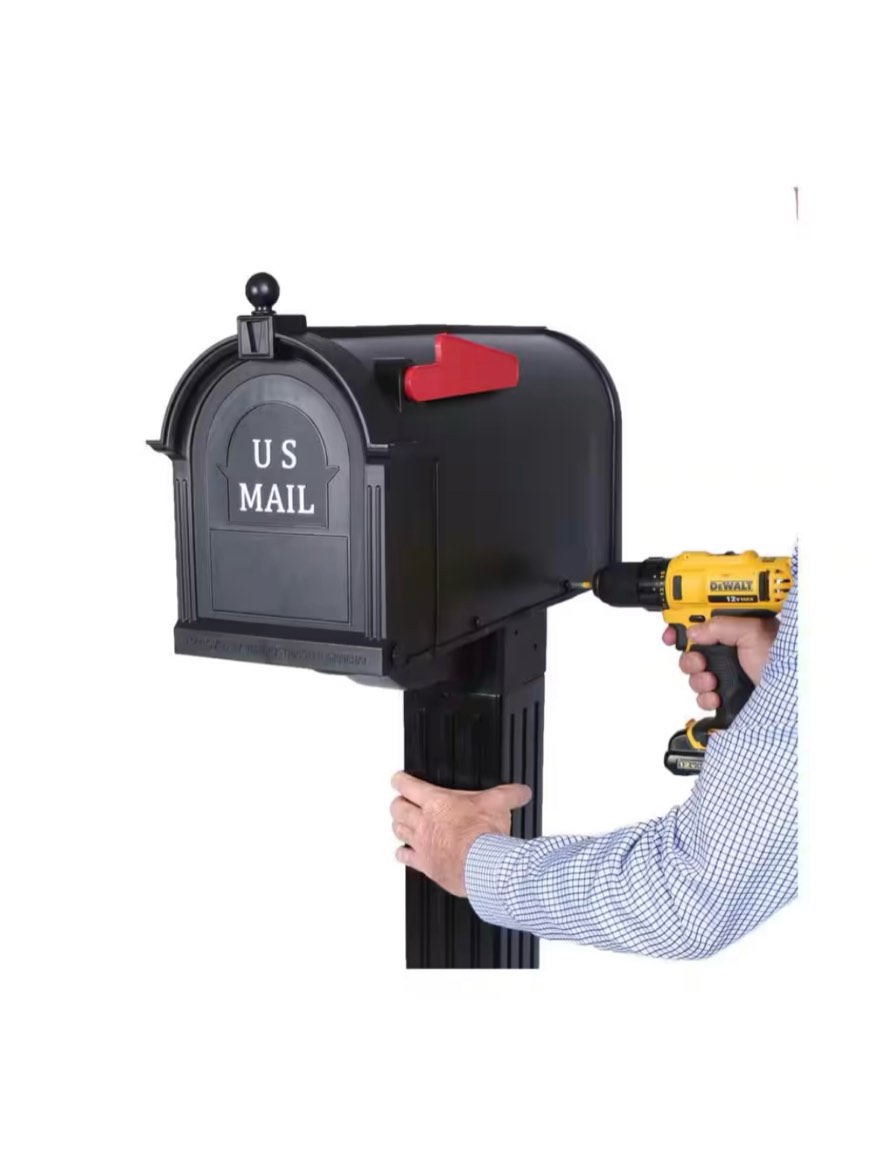 architectural mailboxes grand haven plastic, mailbox and post kit, black extra large