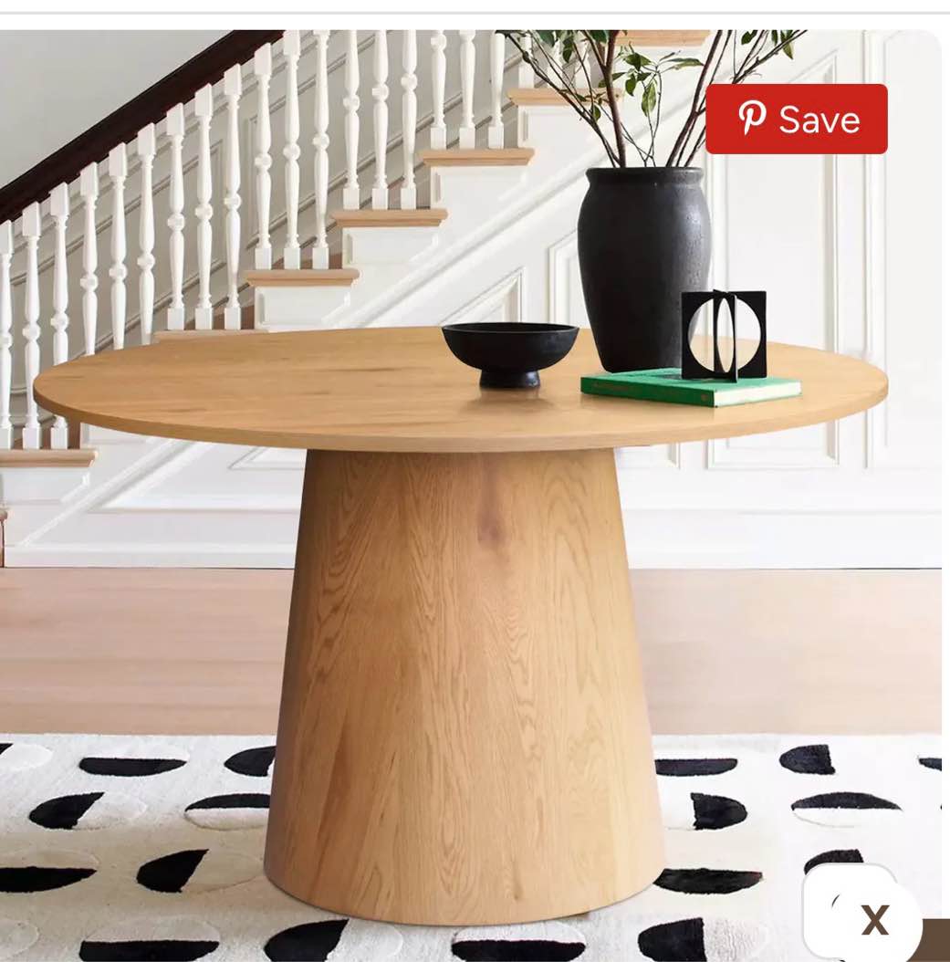 dwen 46" modern round pedestal dining table oak