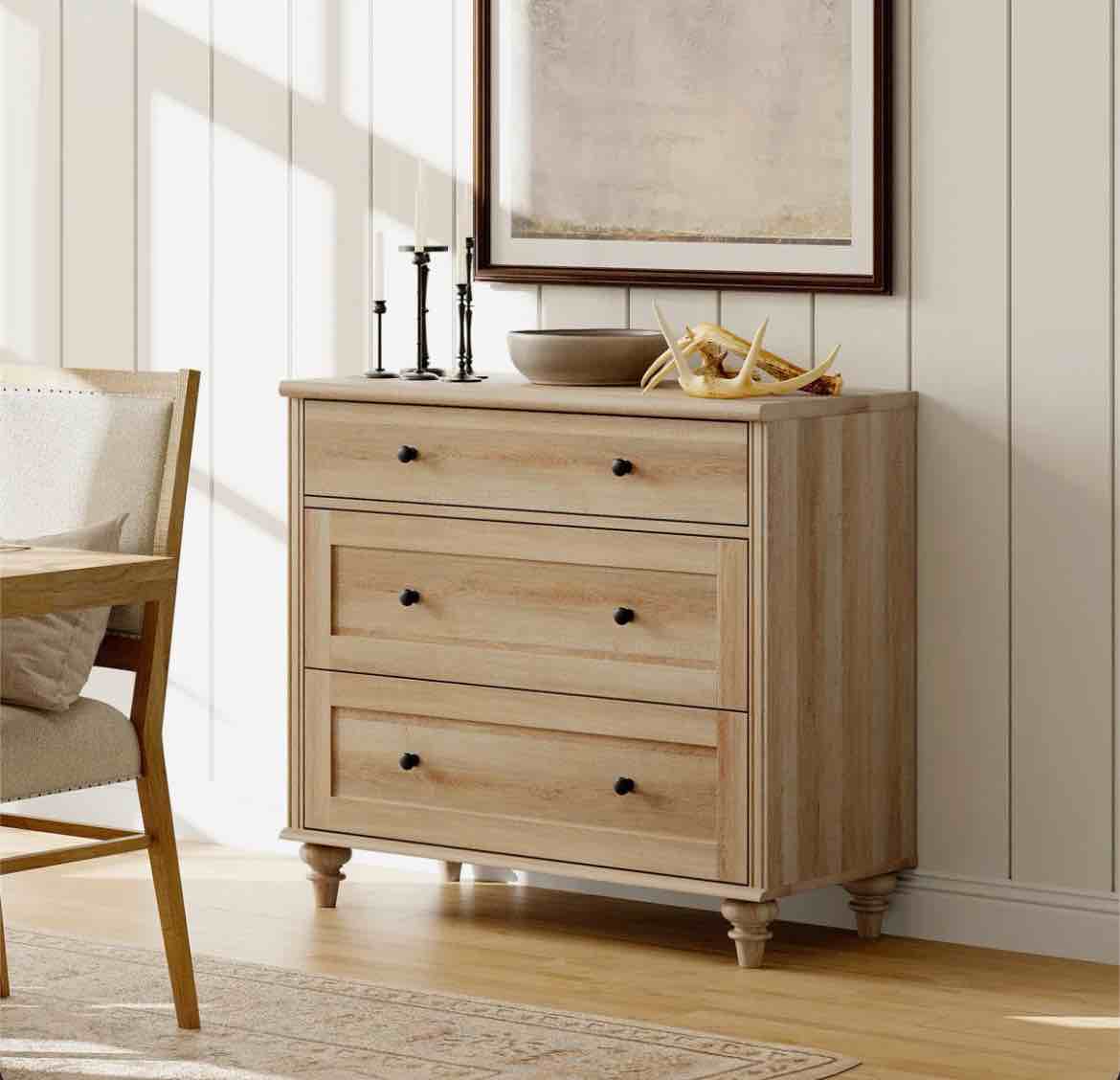 3 drawer dresser for bedroom, wampat dresser for bedroom with 3 drawers, oak kids dressers with wide chest of drawers oak