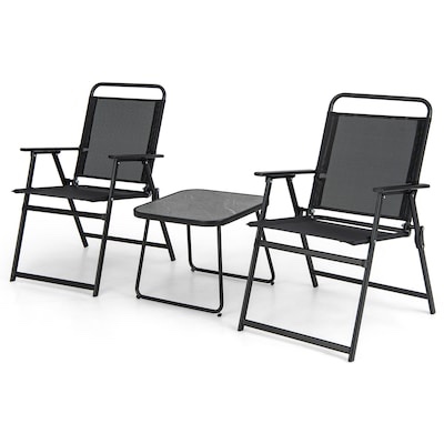 costway 3 -piece patio conversation set with black