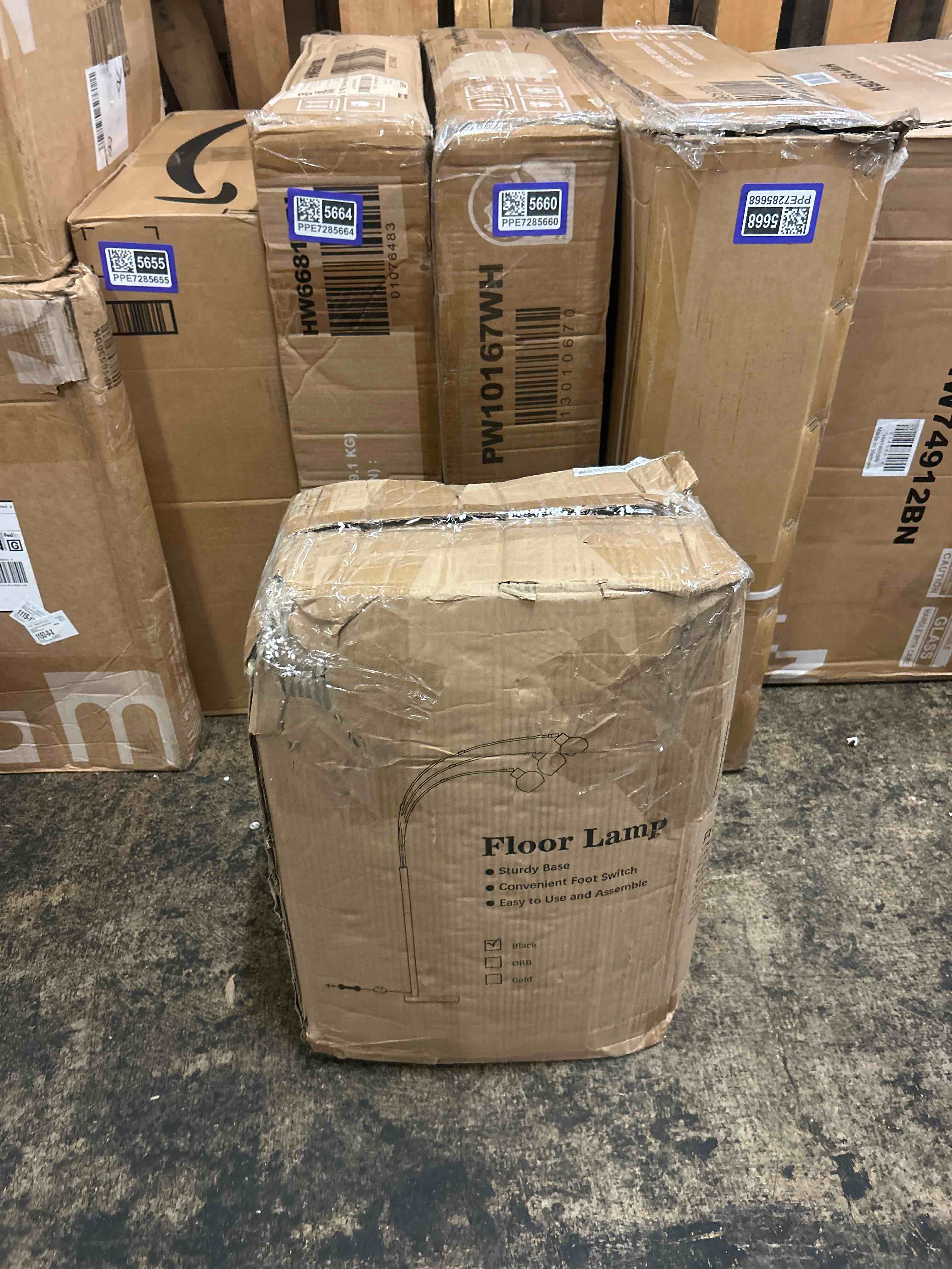 Condition photo showing New/Like New for 72.8 industrial 3-light led arched standing tree floor lamp with adjustable swing arm heads