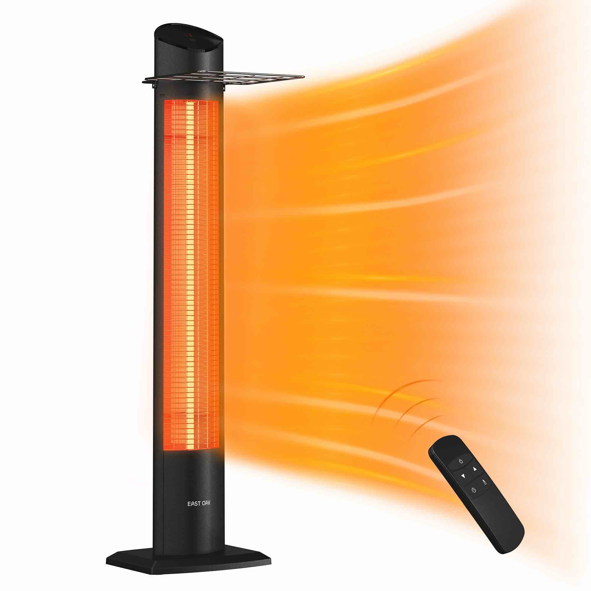 EAST OAK Electric Outdoor Indoor Heater, 1500W Portable Patio Heater, IP55 Waterproof Indoor Infrared Heater with Tip-over & Overheating Protection and 2 Heat Levels, 24 Hours Timing, 2024 Upgrade