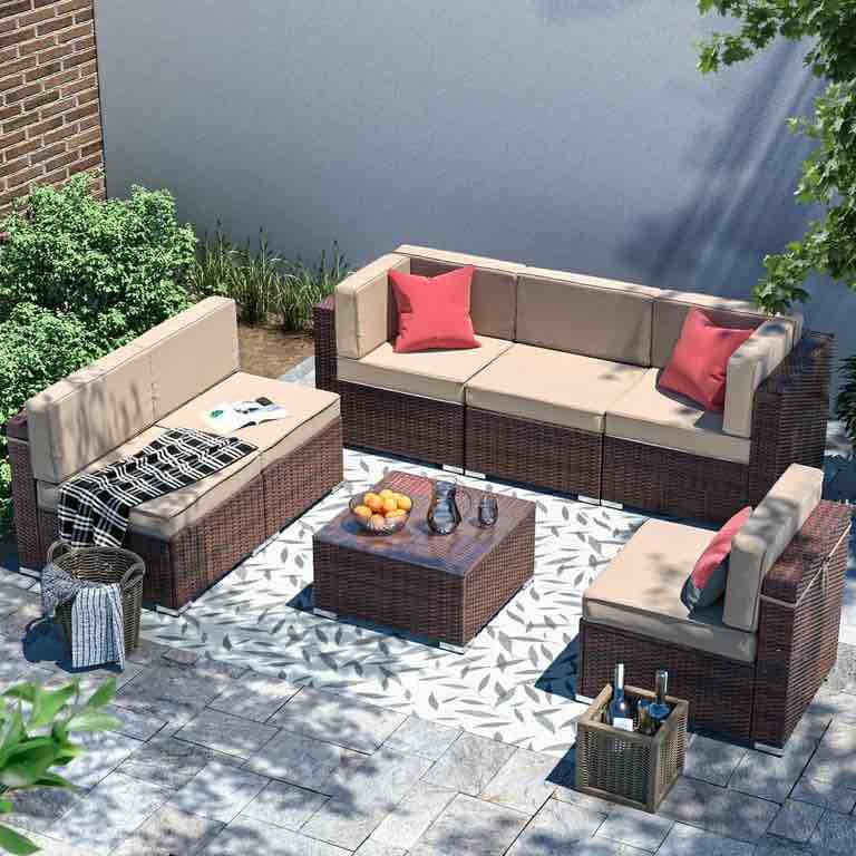Rattan Wicker Patio Furniture Set with 3