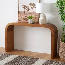 Liasonya 12 in. Natural Rectangle Wood Console Table